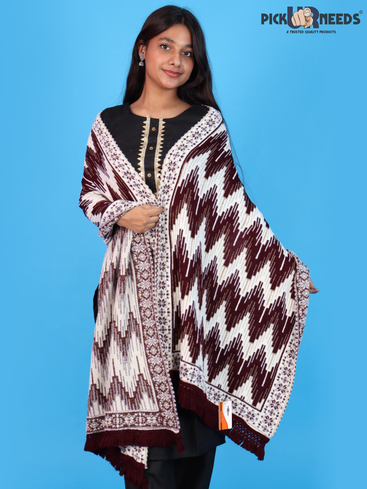 Pick Ur Needs Premium Wool Shawl For Womens & Girls Winter Muffler Soft Knitted Designer Wrap Warm Stole
