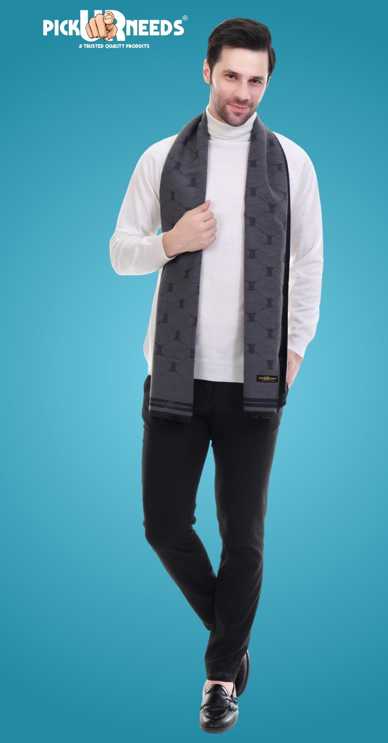 Pick Ur Needs Men's Muffler Check Desgin Premium Woolen Blend Fabric Stylish Look Muffler For Men