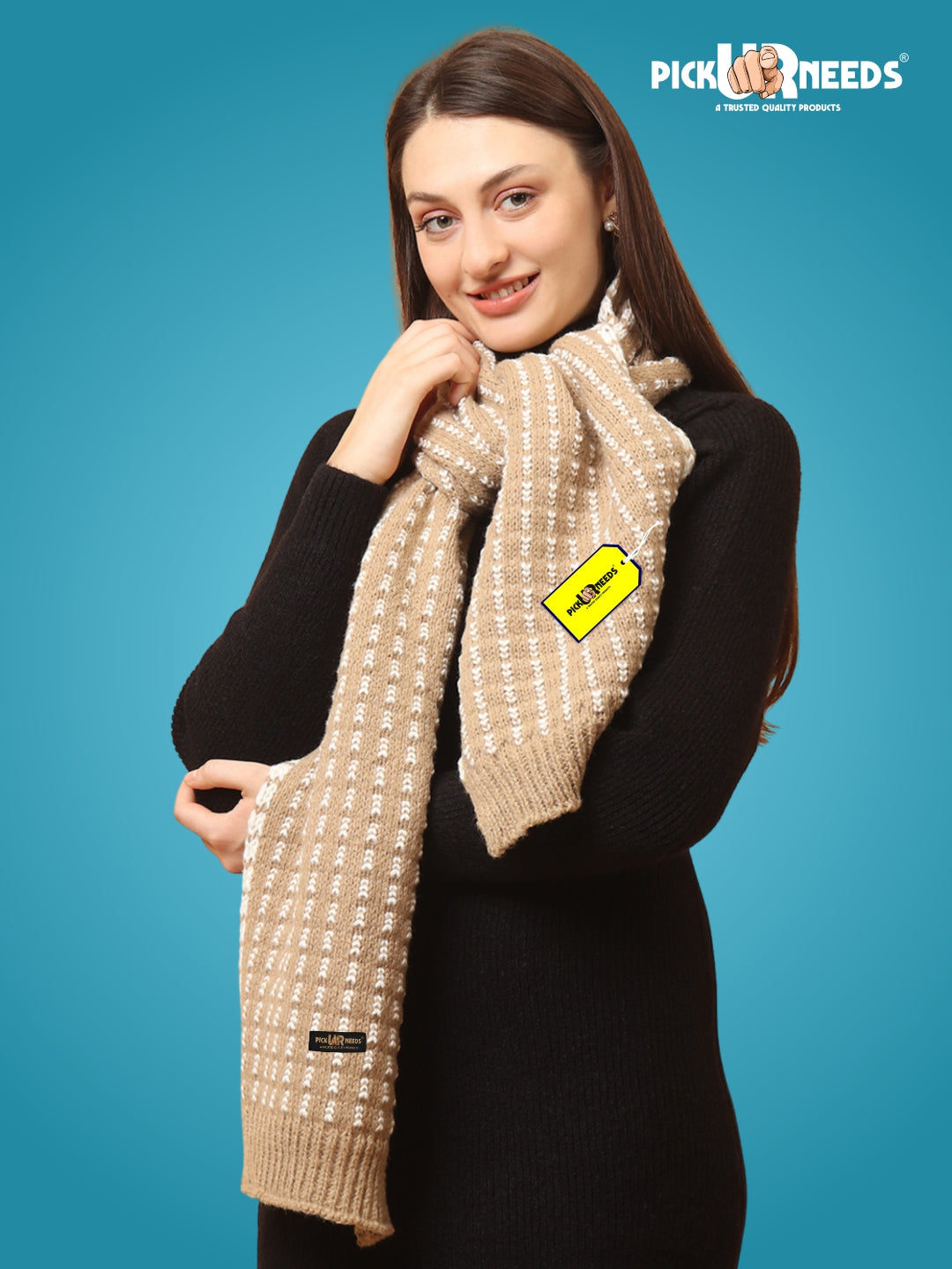 Pick Ur Needs Women Knitted Winter Muffler Soft & Warm Woolen Scarf with Stylish Pattern Lightweight Neck Wrap for Casual, Office