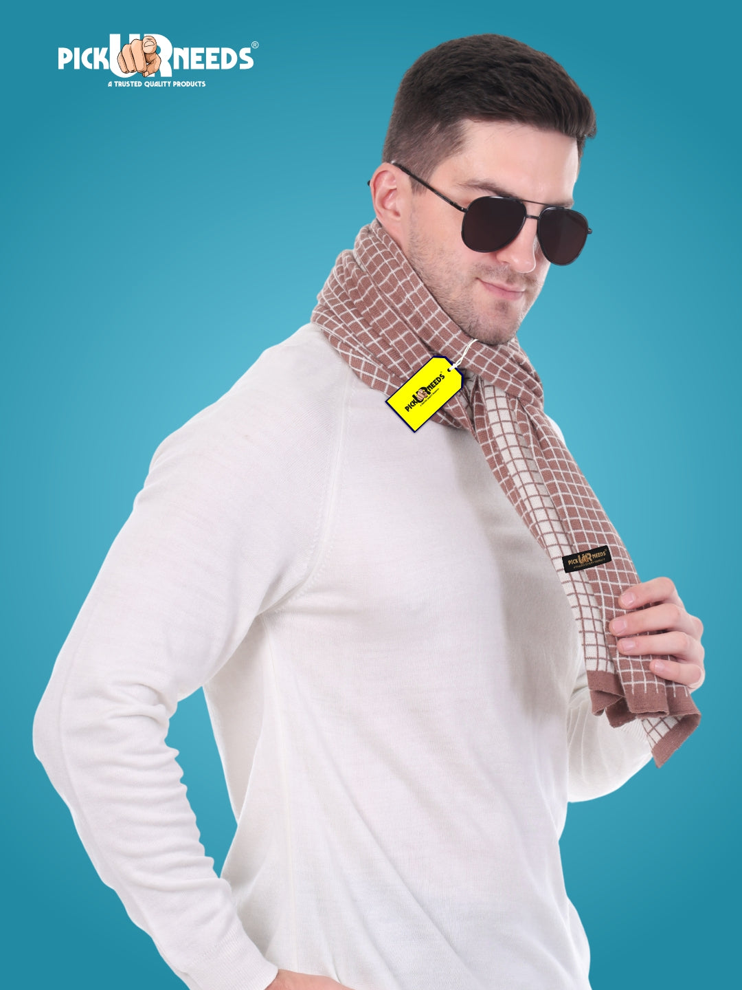 Pick Ur Needs Premium Checkered Winter Scarf, Muffler for Men – Soft, Warm, Breathable & Stylish