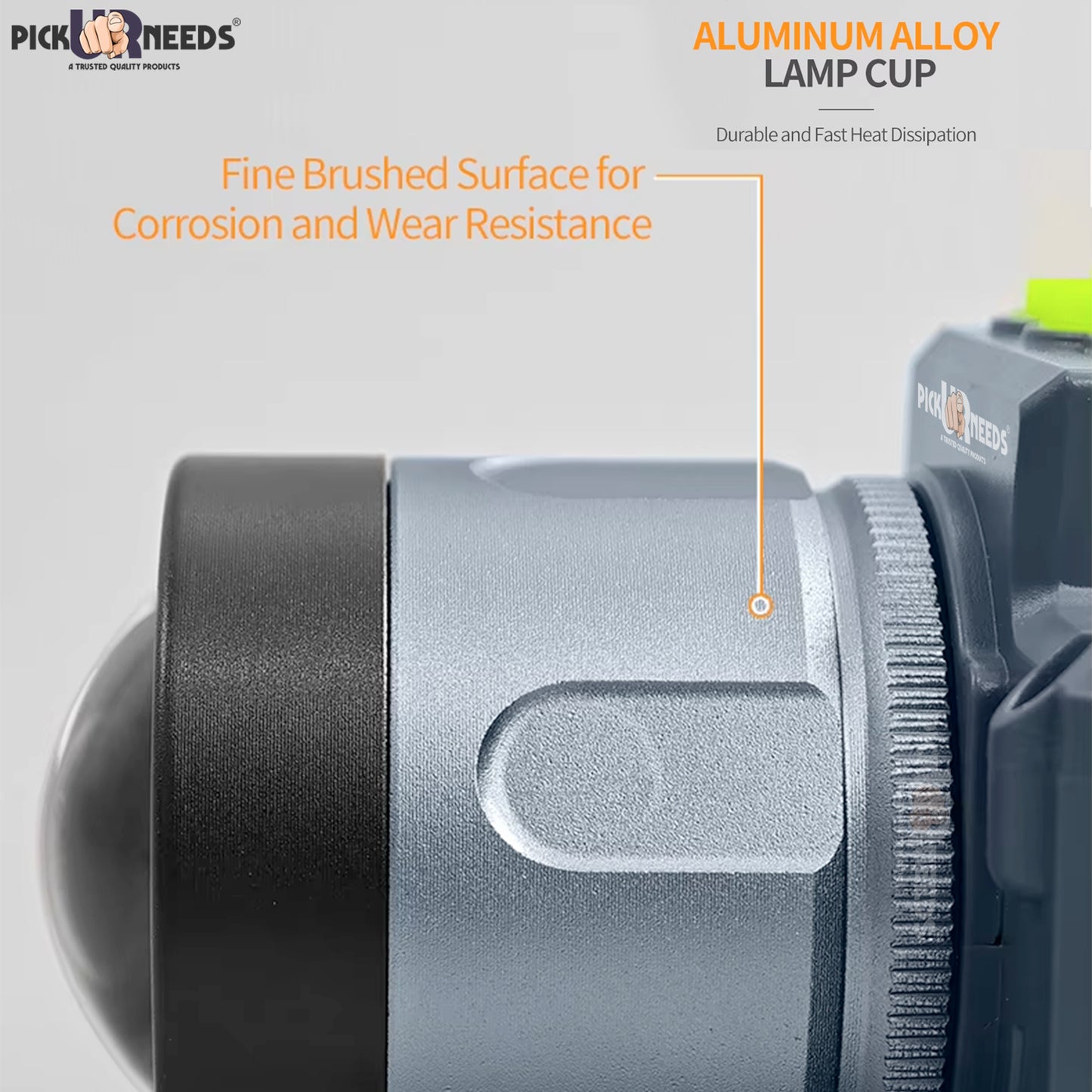 Pick Ur Needs Rechargeable Aluminium Body Head Lamp 3 Mode LED Zooming Head 200W Laser Type C 5 hrs Torch Emergency Light