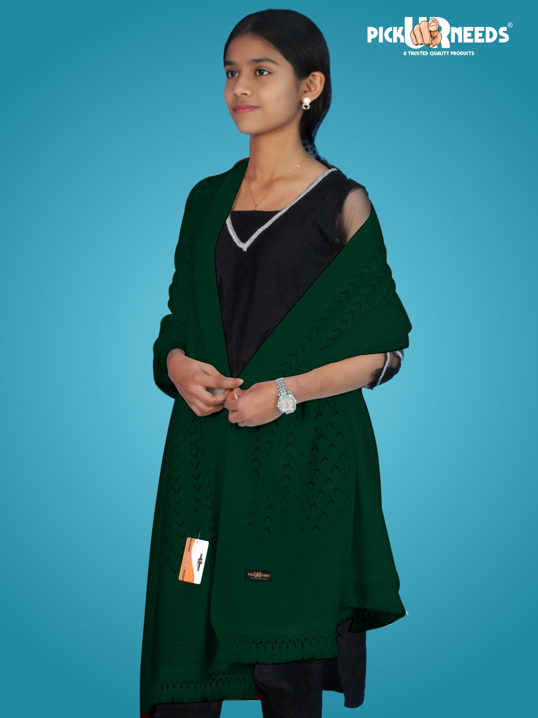 Pick Ur Needs Women’s Premium Knitted Winter Soft Shawl Woolen Warm Stole with Elegant Lace Pattern & Tassels For Girls