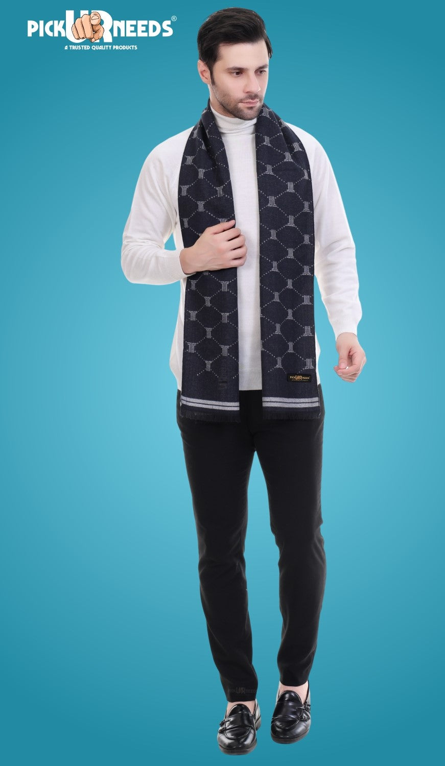 Pick Ur Needs Men's Muffler Check Desgin Premium Woolen Blend Fabric Stylish Look Muffler For Men