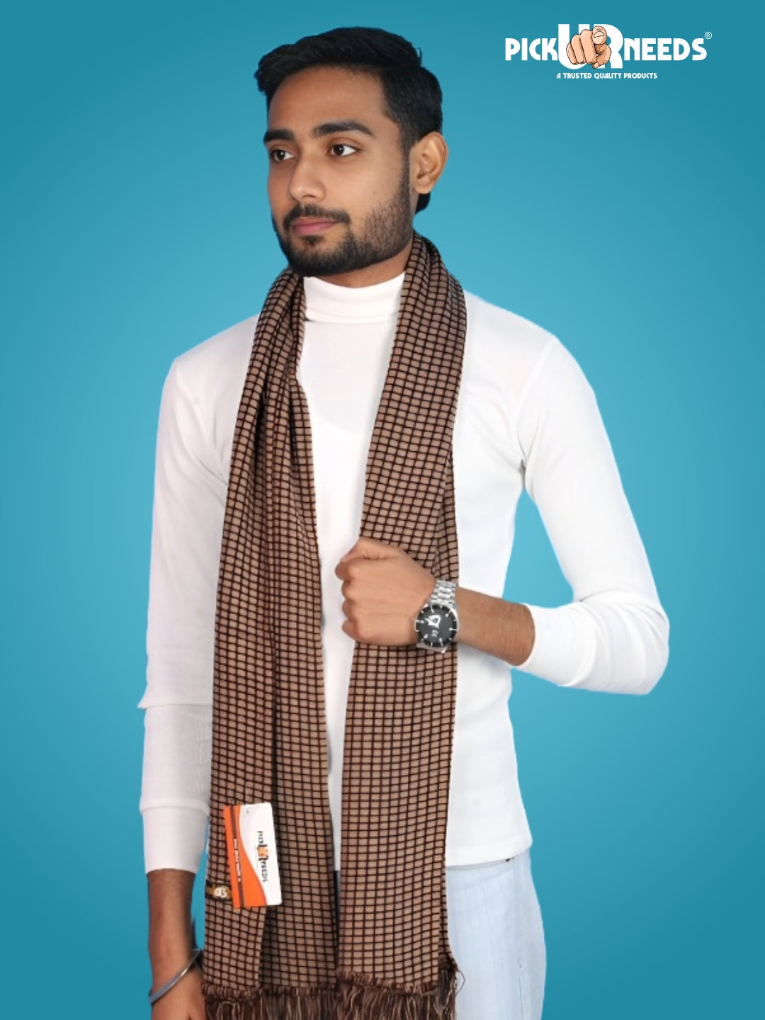 Pick Ur Needs Premium Winter Muffler Soft Warm Woolen for Men Scarf with Stylish Check Pattern Long & Comfortable Cold Weather Neck Wrap