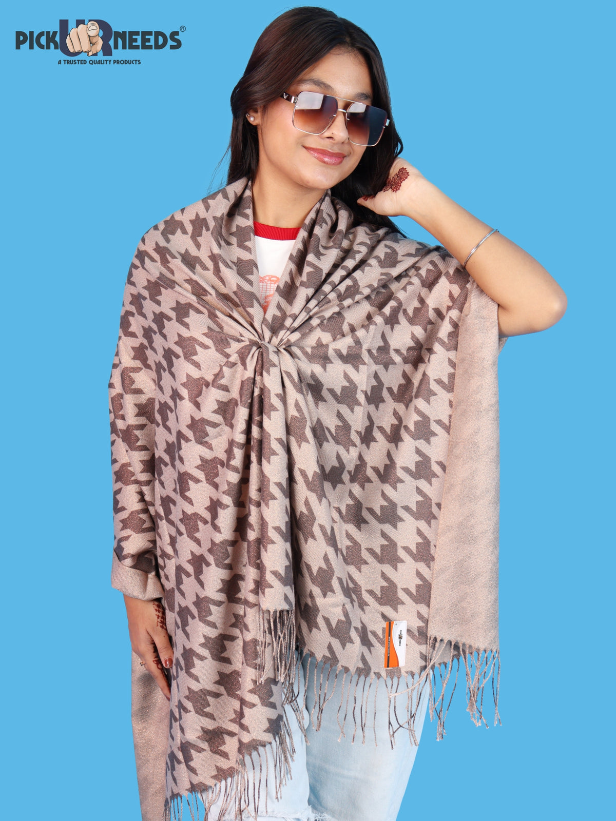 Pick Ur Needs Premium Winter Womens & Girls Shawl Soft & Cozy Printed with Elegant Geometric Design