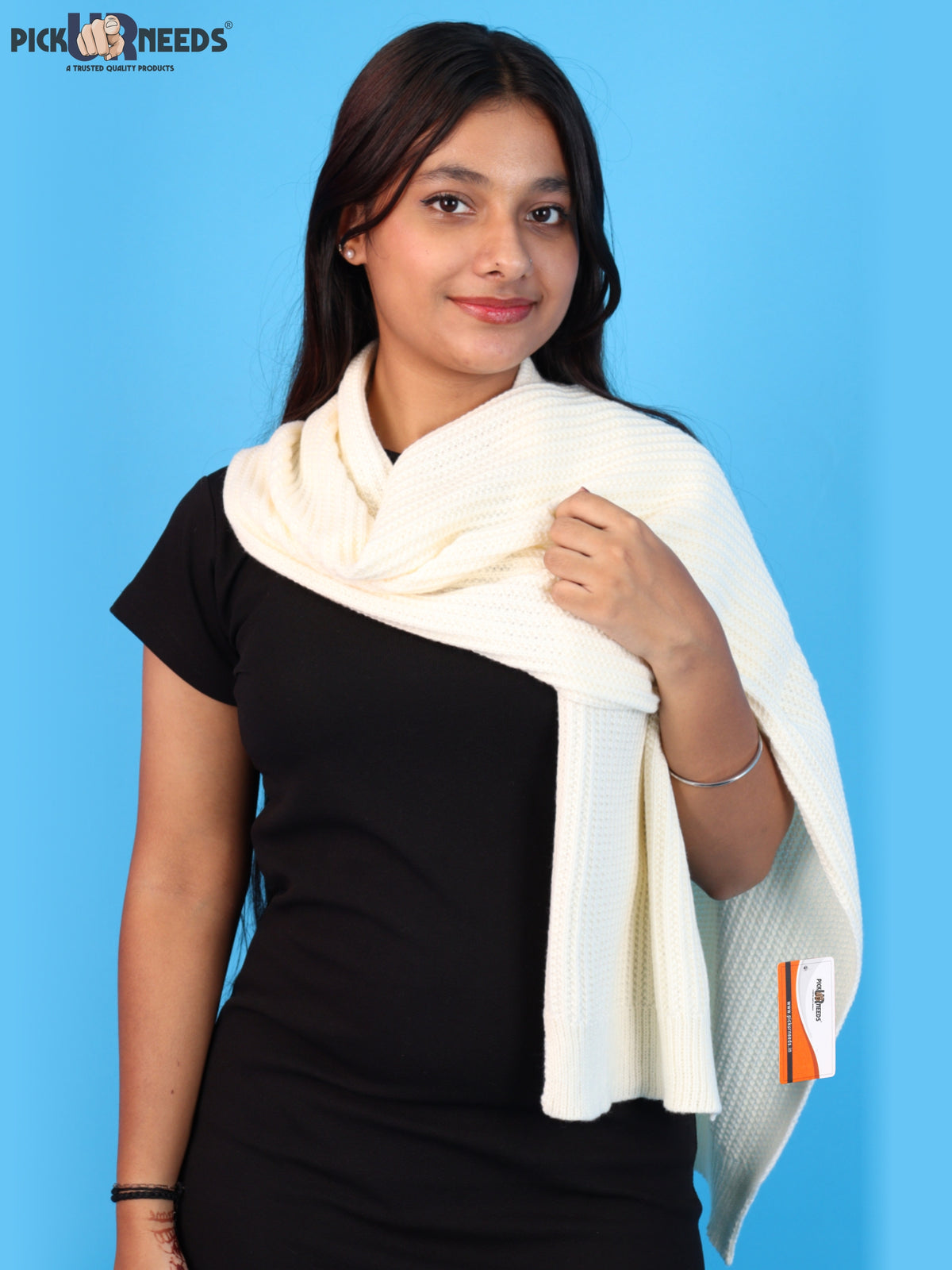 Pick Ur Needs Womens Stylish Knitted Muffler Scarf, Long Ribbed Knit Winter Neck Wrap, Soft Textured Cozy Scarf for Girls