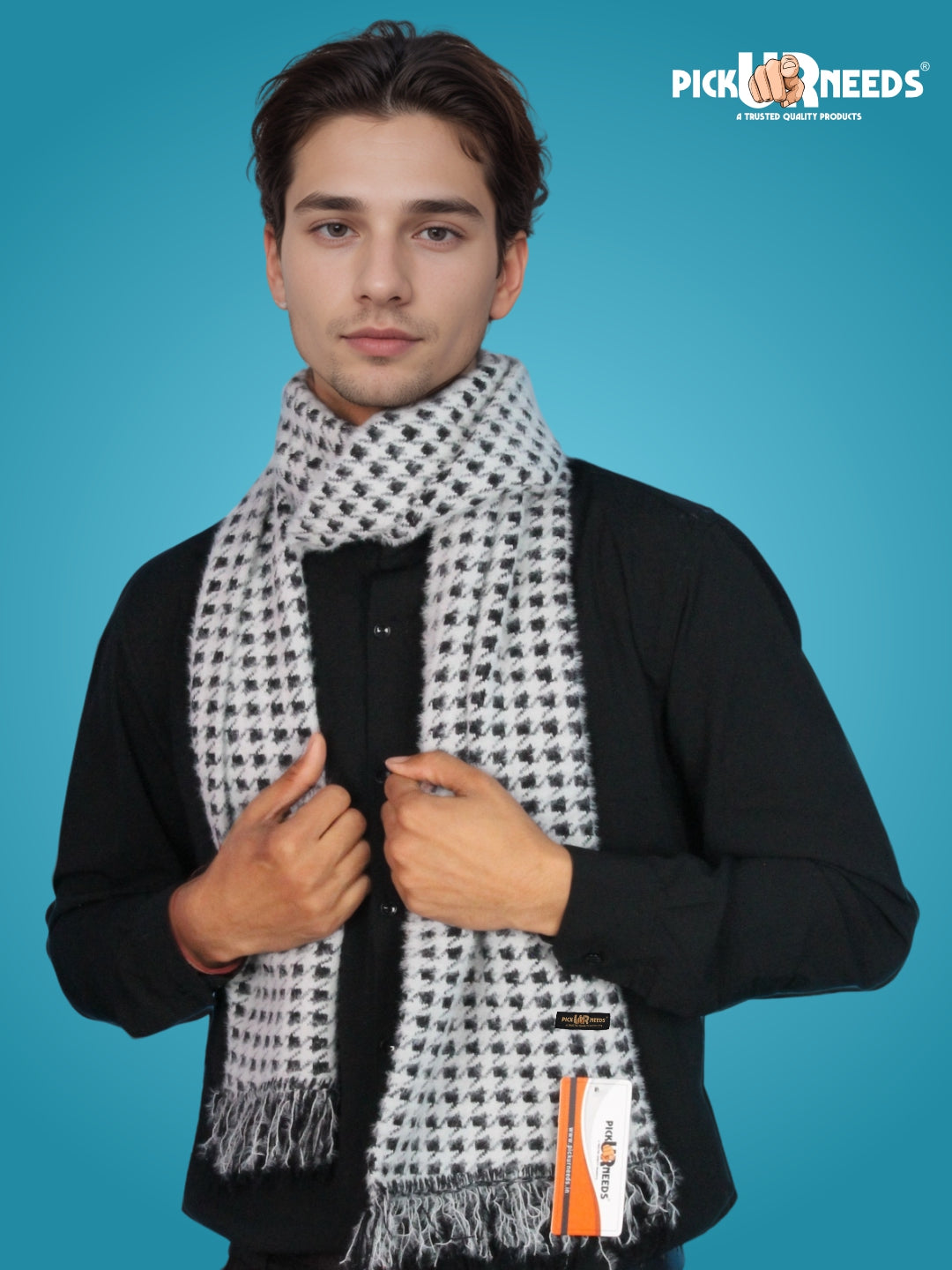 Pick Ur Needs Soft Warm Woolen Premium Winter Muffler for Men Scarf with Stylish Check Pattern Long & Comfortable Cold Weather Neck Wrap