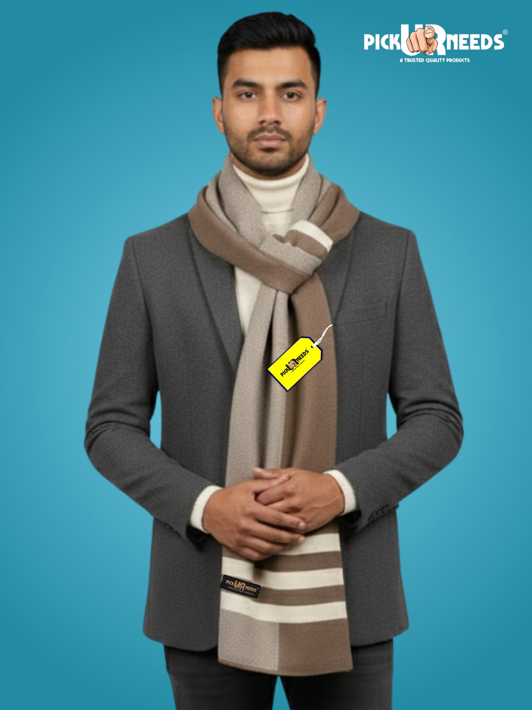 Pick Ur Needs Men’s Premium Winter Wool Muffler – Soft & Warm Knitted Scarf for Casual, Office & Travel Stylish Stripe Design
