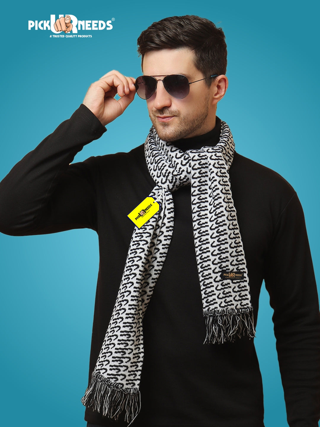 Pick Ur Needs Premium Winter Knit Muffler for Men Soft Woolen Neck Scarf with Stylish Pattern Warm & Comfortable Winter Wear for Outdoor & Casual Use