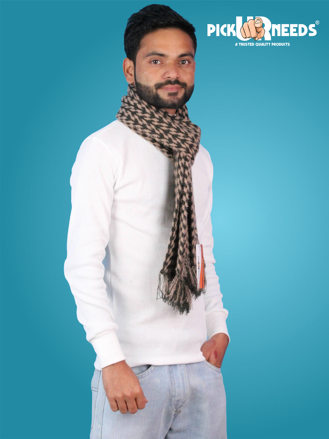 Pick Ur Needs Soft Warm Woolen Premium Winter Muffler for Men Scarf with Stylish Check Pattern Long & Comfortable Cold Weather Neck Wrap