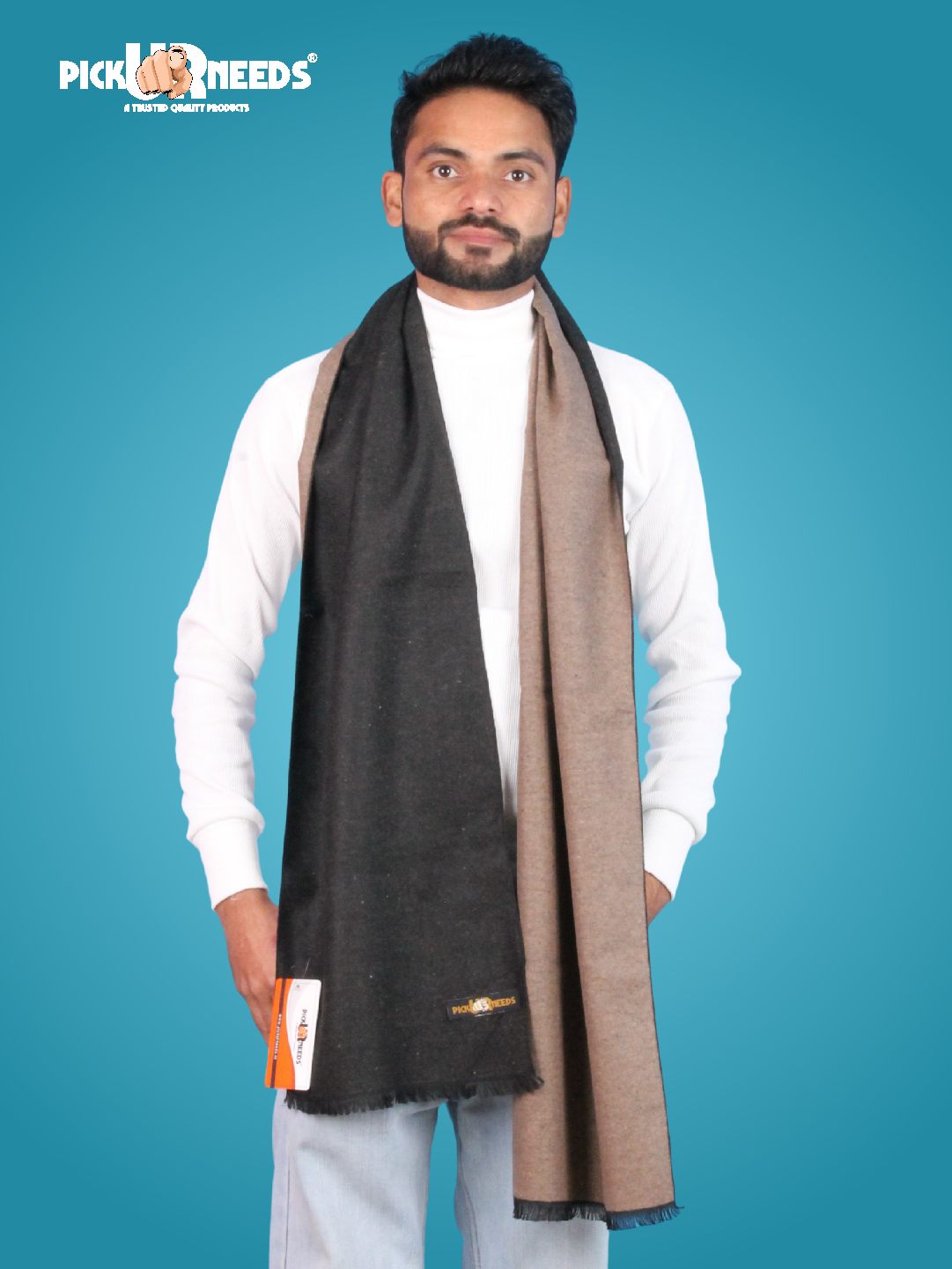 Pick Ur Needs Reversible Winter Muffler for Men Dual-Color Soft Woolen Scarf Warm, Stylish & Lightweight Muffler for Casual, Office & Outdoor Wear