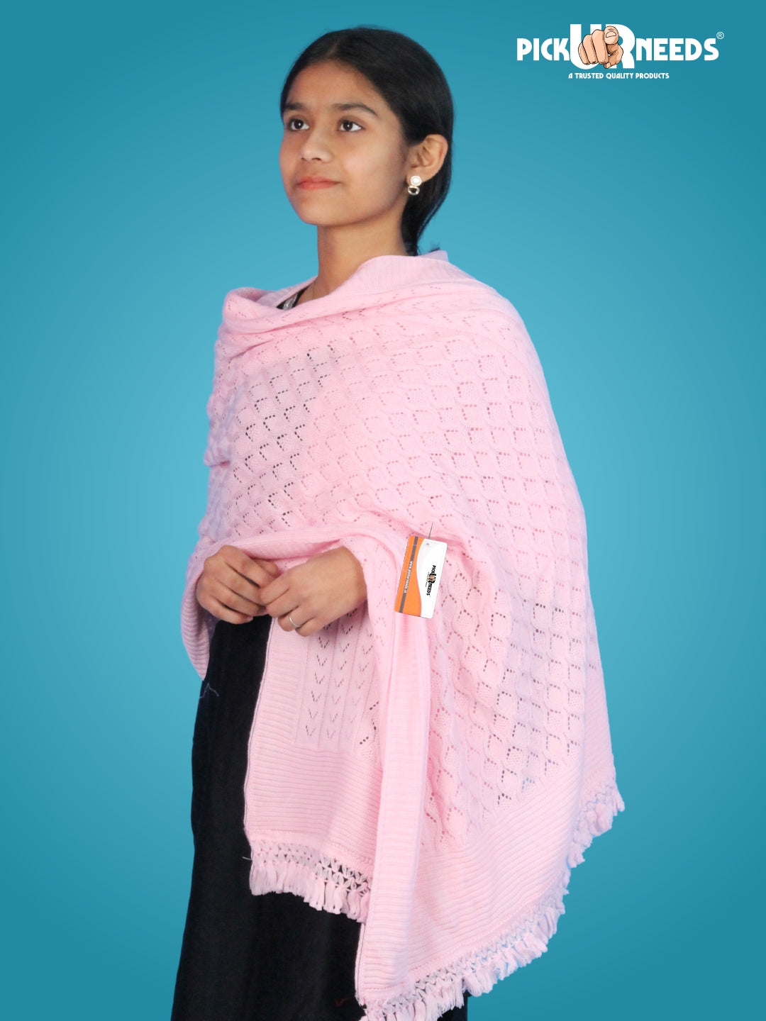 Pick Ur Needs Women’s Premium Knitted Winter Soft Shawl Woolen Warm Stole with Elegant Lace Pattern & Tassels For Girls