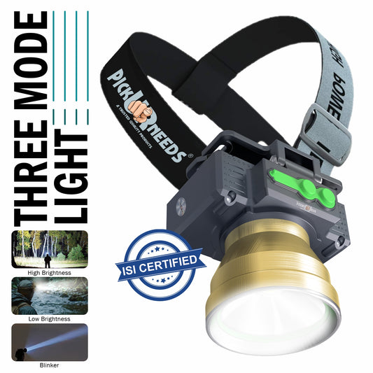 Pick Ur Needs Rechargeable Head Lamp With 3 Mode LED Almunium Body 150W Laser 2400 mAh Battery 3 hrs Torch Emergency Light