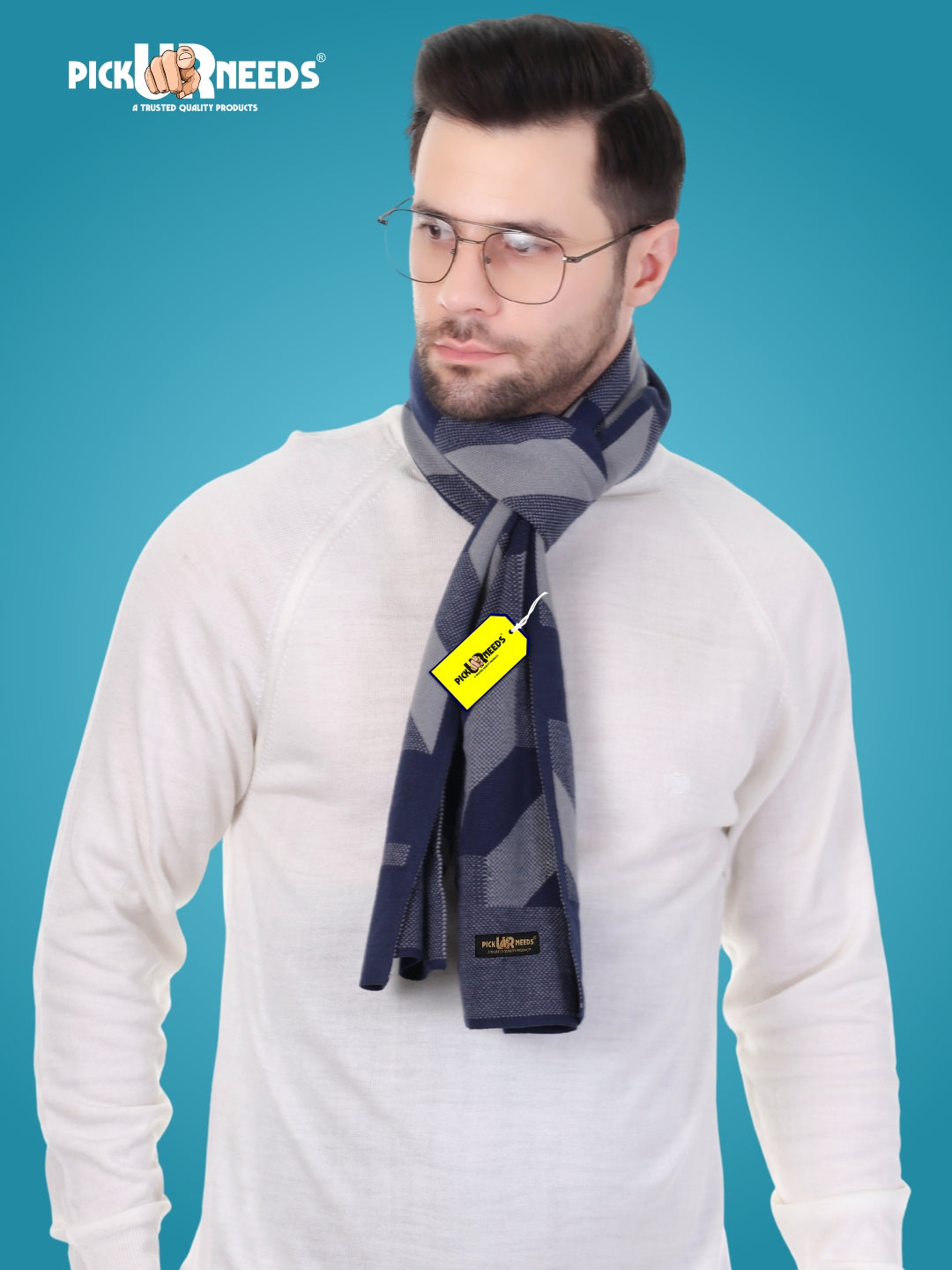 Pick Ur Needs Men’s Premium Winter Wool Muffler – Soft & Warm Knitted Scarf for Casual, Office & Travel Stylish Stripe Design