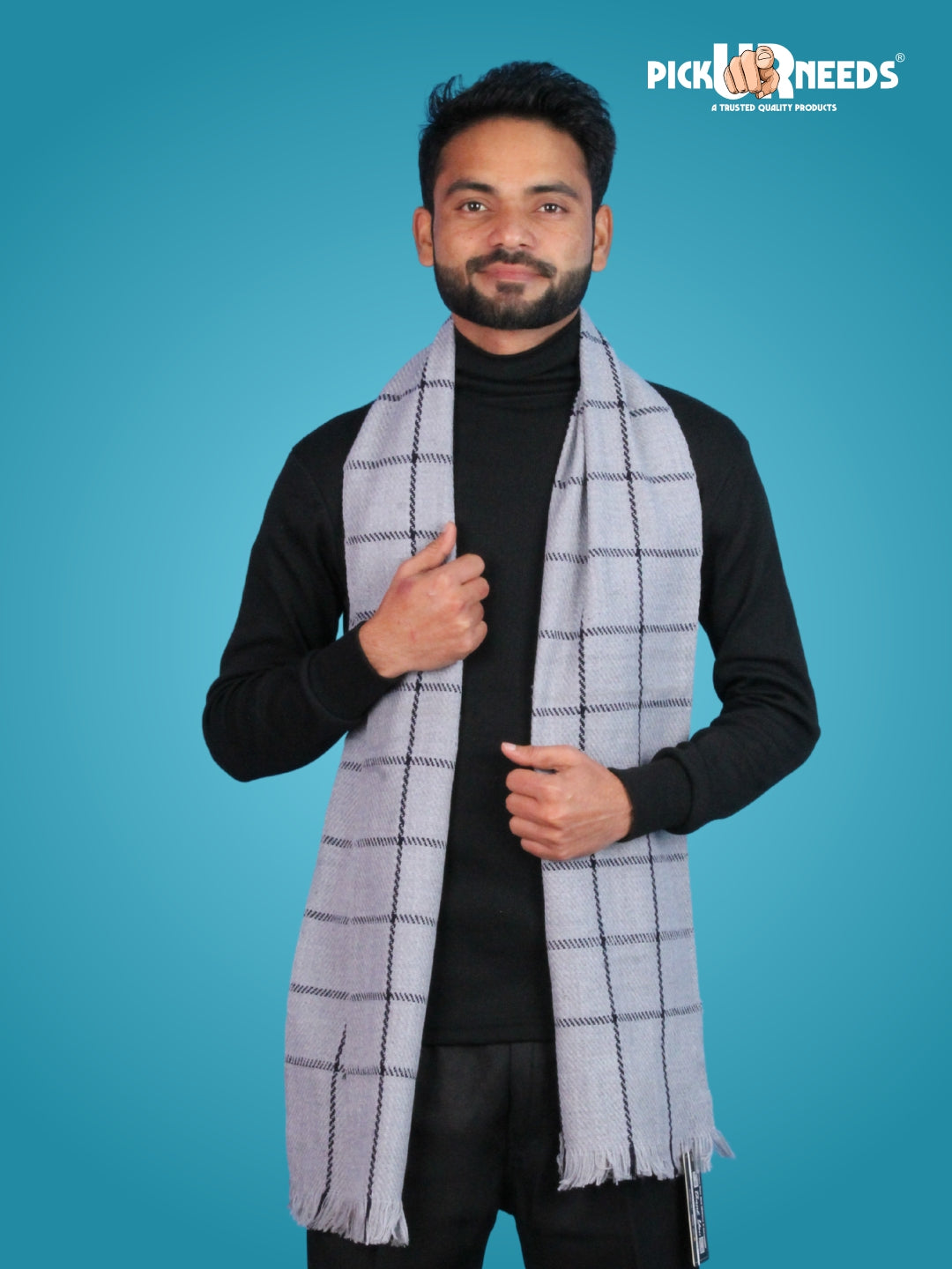 Pick Ur Needs Premium Men's Warm And Stylish Woolen Muffler With Multicolour Stripes And Stylish Tussles Ends