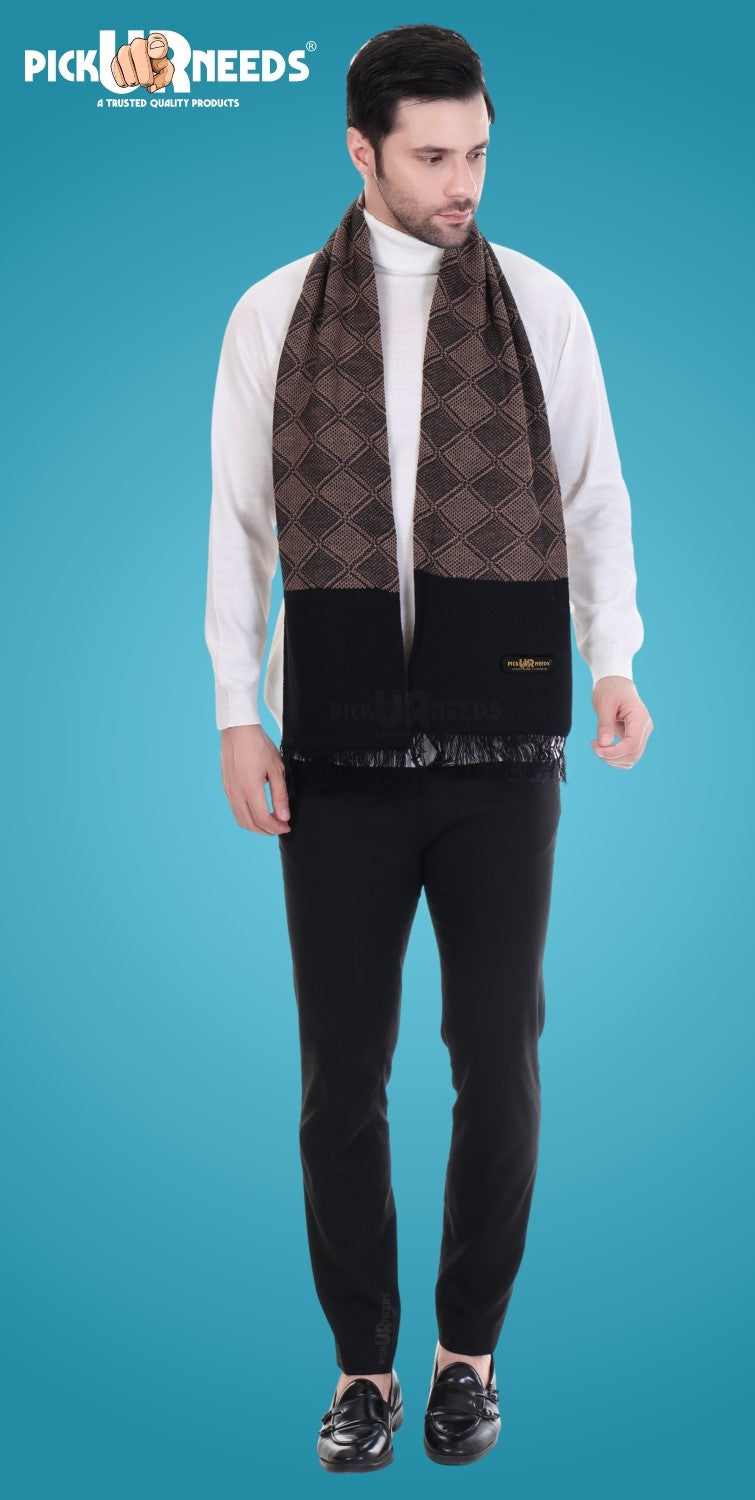 Pick Ur Needs Men’s Premium Winter Scarf Soft Knitted Muffler with Diamond Pattern Warm, Stylish & Lightweight for Cold Weather
