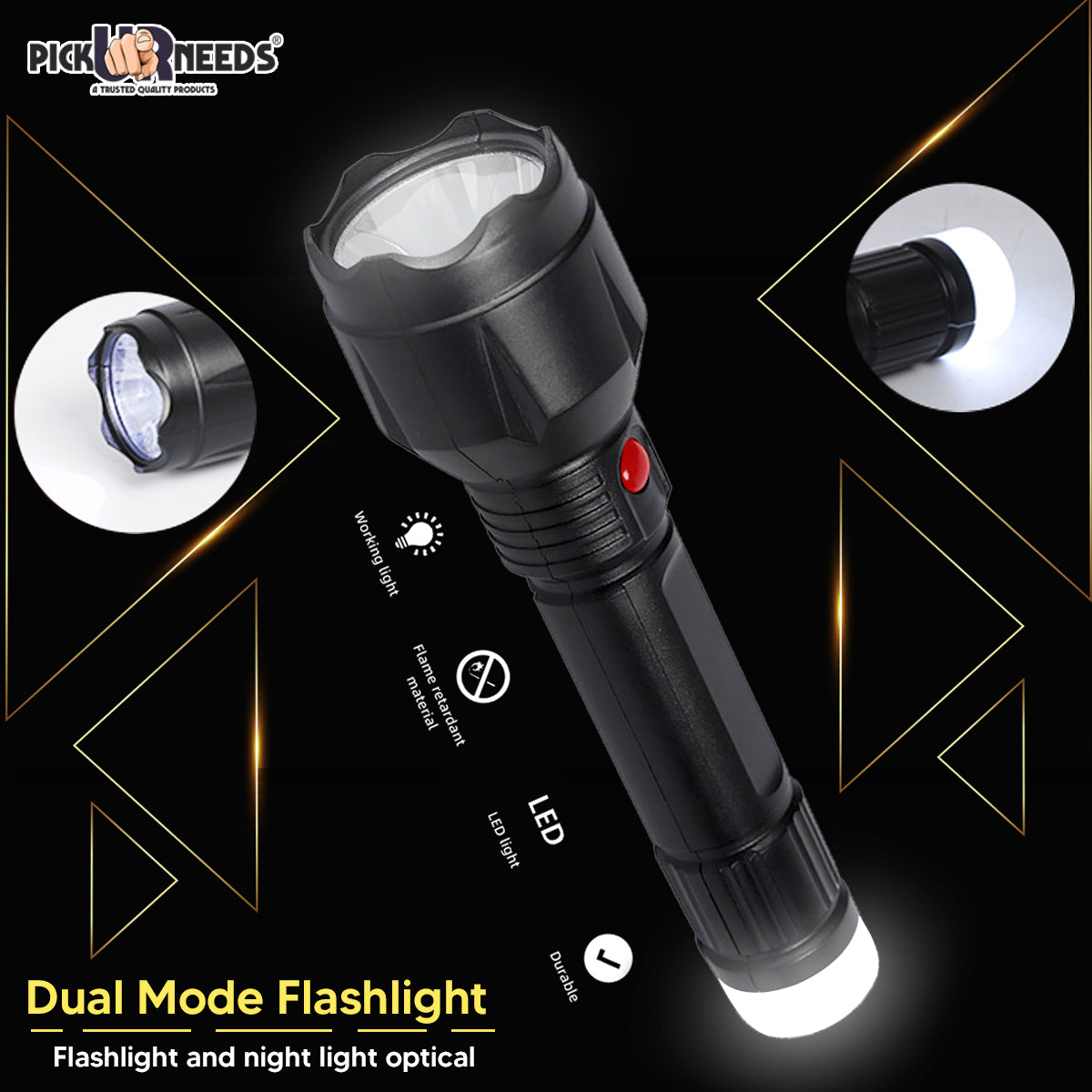 Pick Ur Needs 2 In 1 LED Long Range Rechargeable Emergency Small Mini Torch Light With 4 hrs Torch Emergency Light