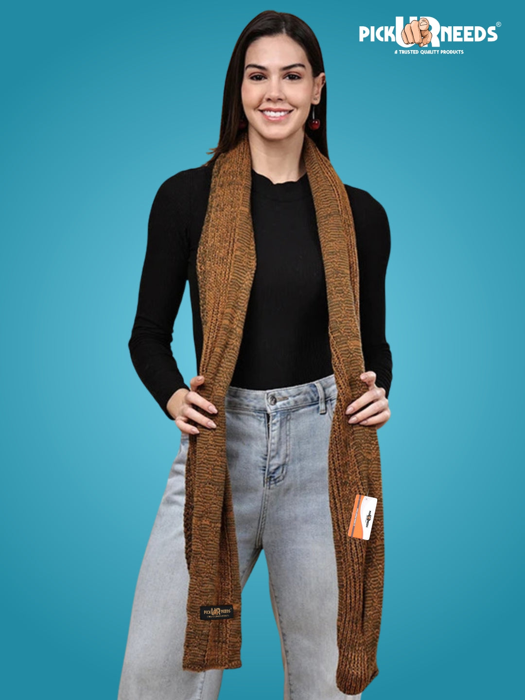 Pick Ur Needs Women’s Knitted Winter Scarf – Soft, Warm & Stylish Casual Long Muffler Stole for Girls