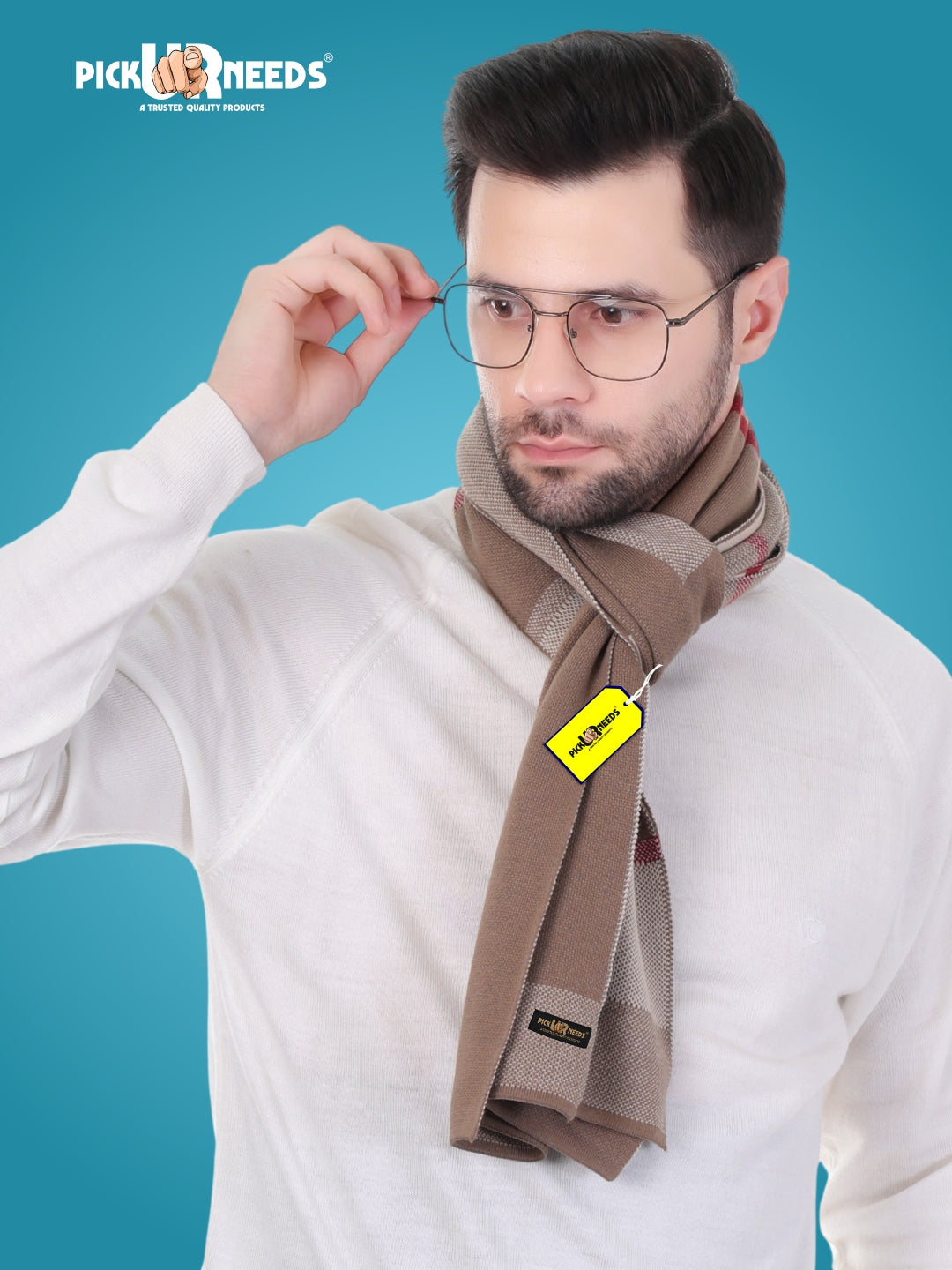 Pick Ur Needs Men’s Premium Winter Wool Muffler – Soft & Warm Knitted Scarf for Casual, Office & Travel Stylish Stripe Design