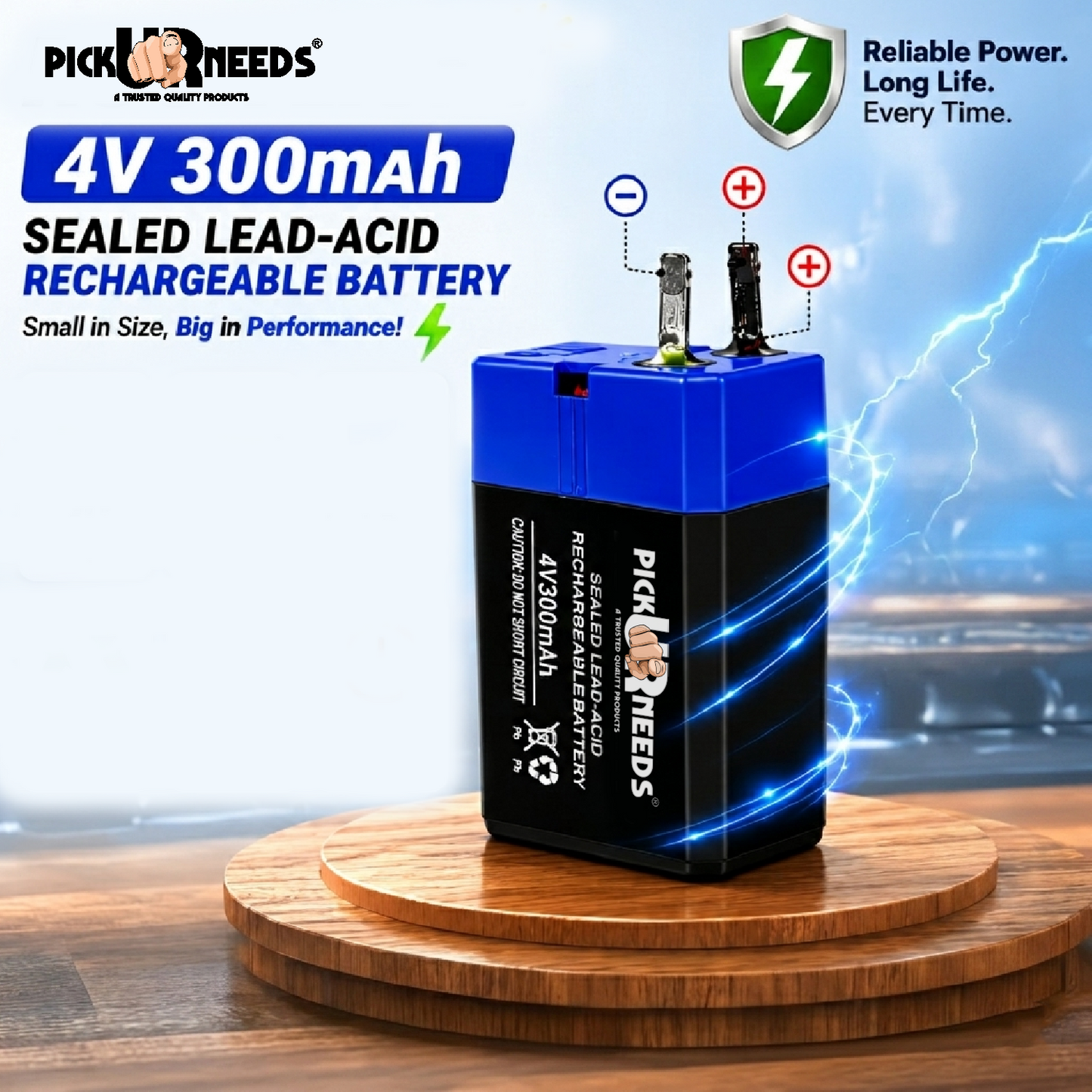 Pick Ur Needs Compact 4V 300mAh Sealed Lead Acid Battery for Long-Lasting Backup Power (2, 300, Milliamp Hours)