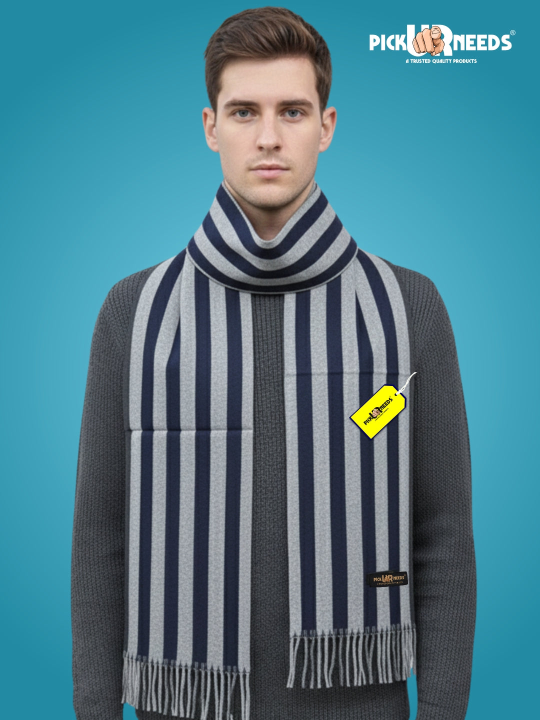 Pick Ur Needs Premium Soft Winter Muffler for Men Stylish Striped Woolen Scarf Warm & Comfortable