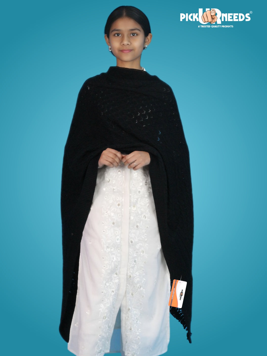 Pick Ur Needs Wool Self Design Women Shawl