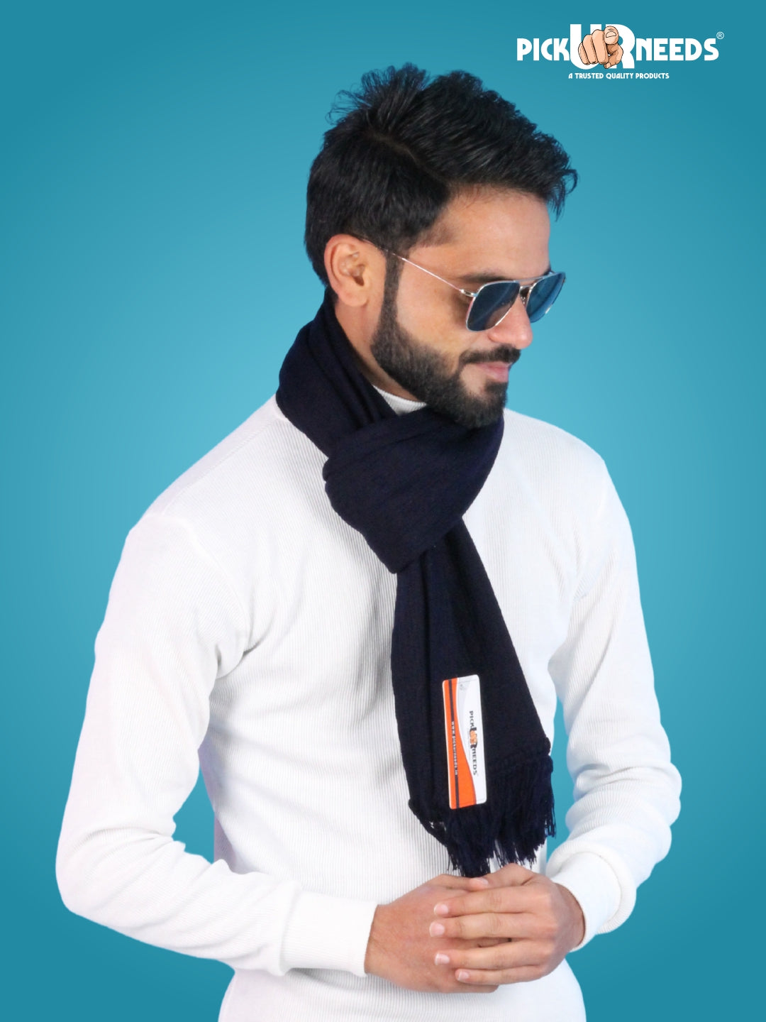 Pick Ur Needs Men’s Winter Woolen Muffler Soft & Warm Knitted Scarf with Fringes Premium Warm Mufflers