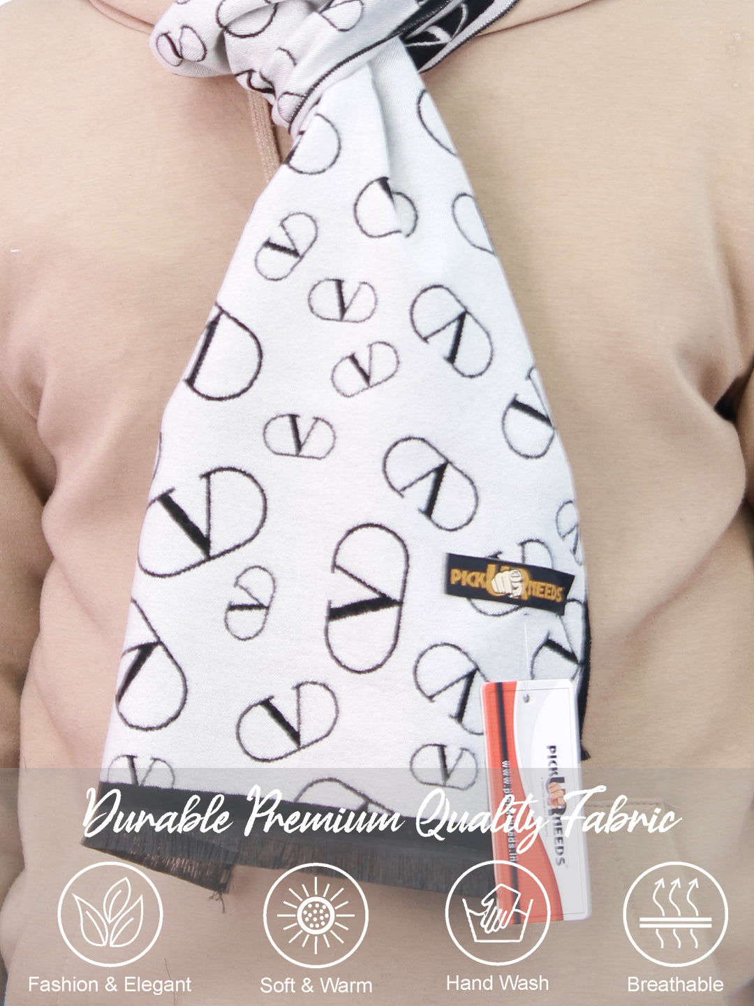 Pick Ur Needs Wool Blend Muffler for Men Soft Winter Scarf with Elegant Checks All-Day Comfort