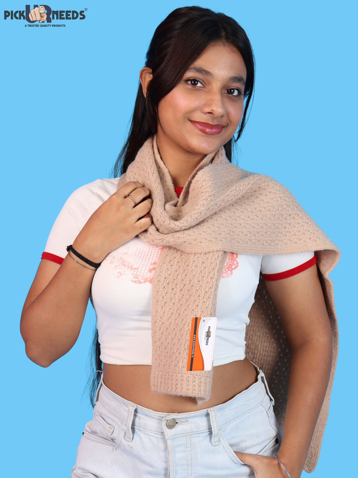 Pick Ur Needs Womens Soft Muffler Scarf, Lightweight Knitted Winter Stole, Warm & Cozy Long Neck Wrap for Women & Girls