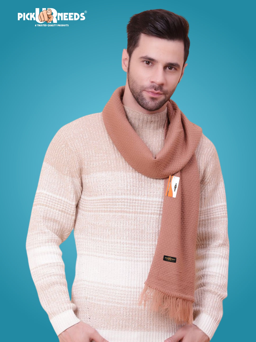 Pick Ur Needs Premium Soft Knitted Winter Muffler for Men Elegant Wool Blend Scarf with Tassel Fringe Stylish Warm Winter Wear for Casual & Formal Outfits