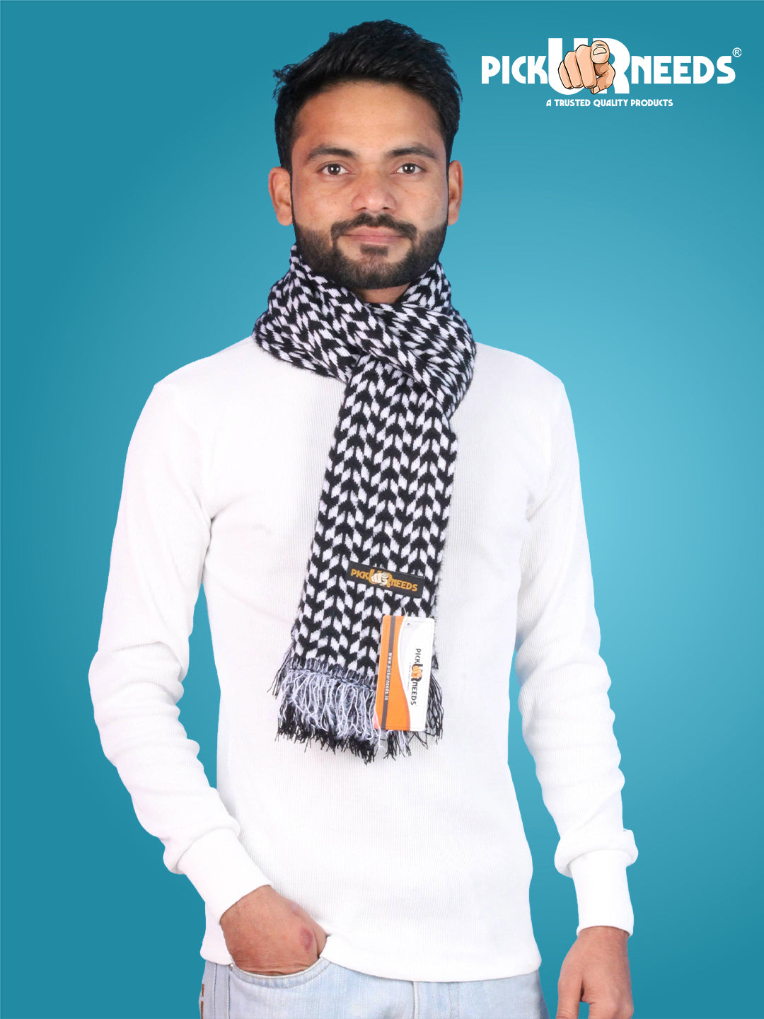 Pick Ur Needs Soft Warm Woolen Premium Winter Muffler for Men Scarf with Stylish Check Pattern Long & Comfortable Cold Weather Neck Wrap