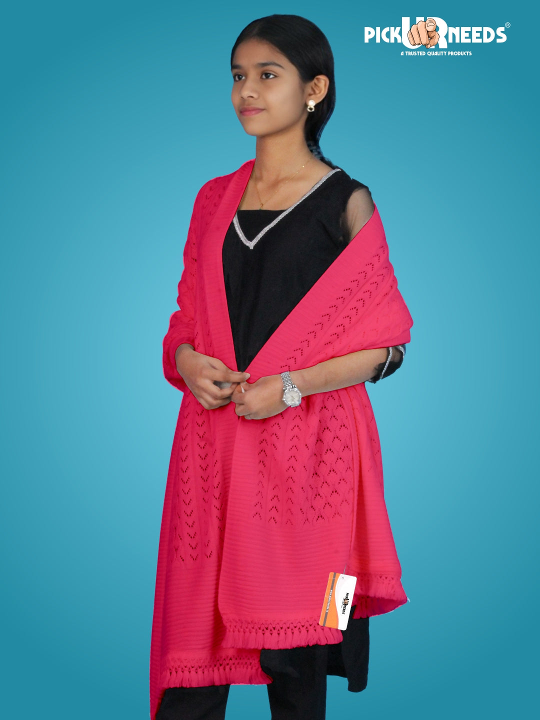 Pick Ur Needs Wool Self Design Women Shawl