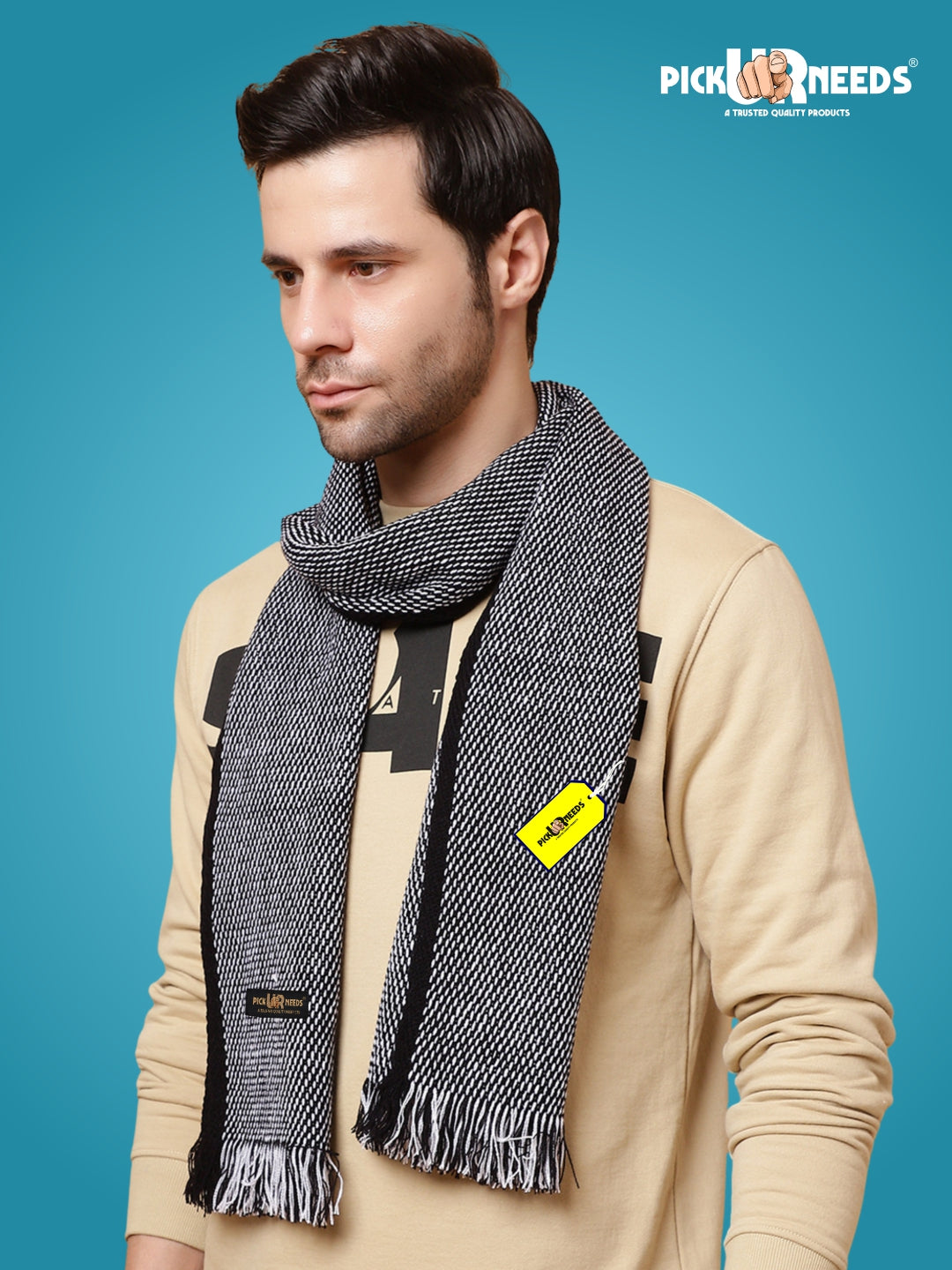 Pick Ur Needs Premium Men's Warm And Stylish Woolen Muffler With Multicolour Stripes And Stylish Tussles Ends
