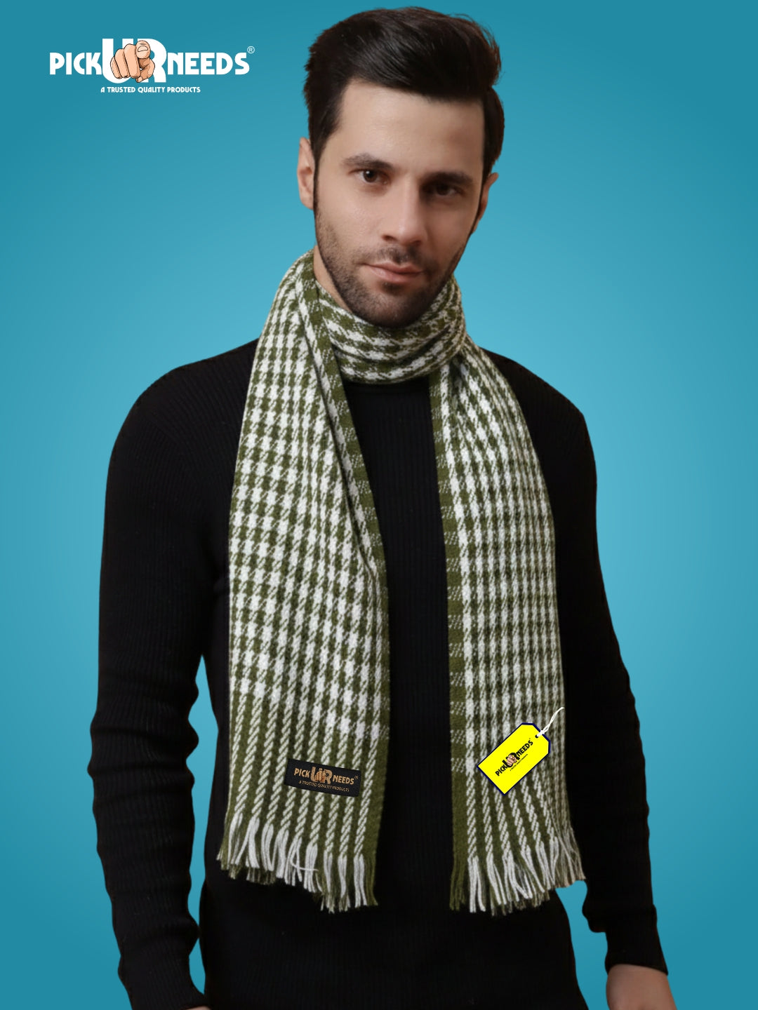 Pick Ur Needs Premium Men's Warm And Stylish Woolen Muffler With Multicolour Stripes And Stylish Tussles Ends