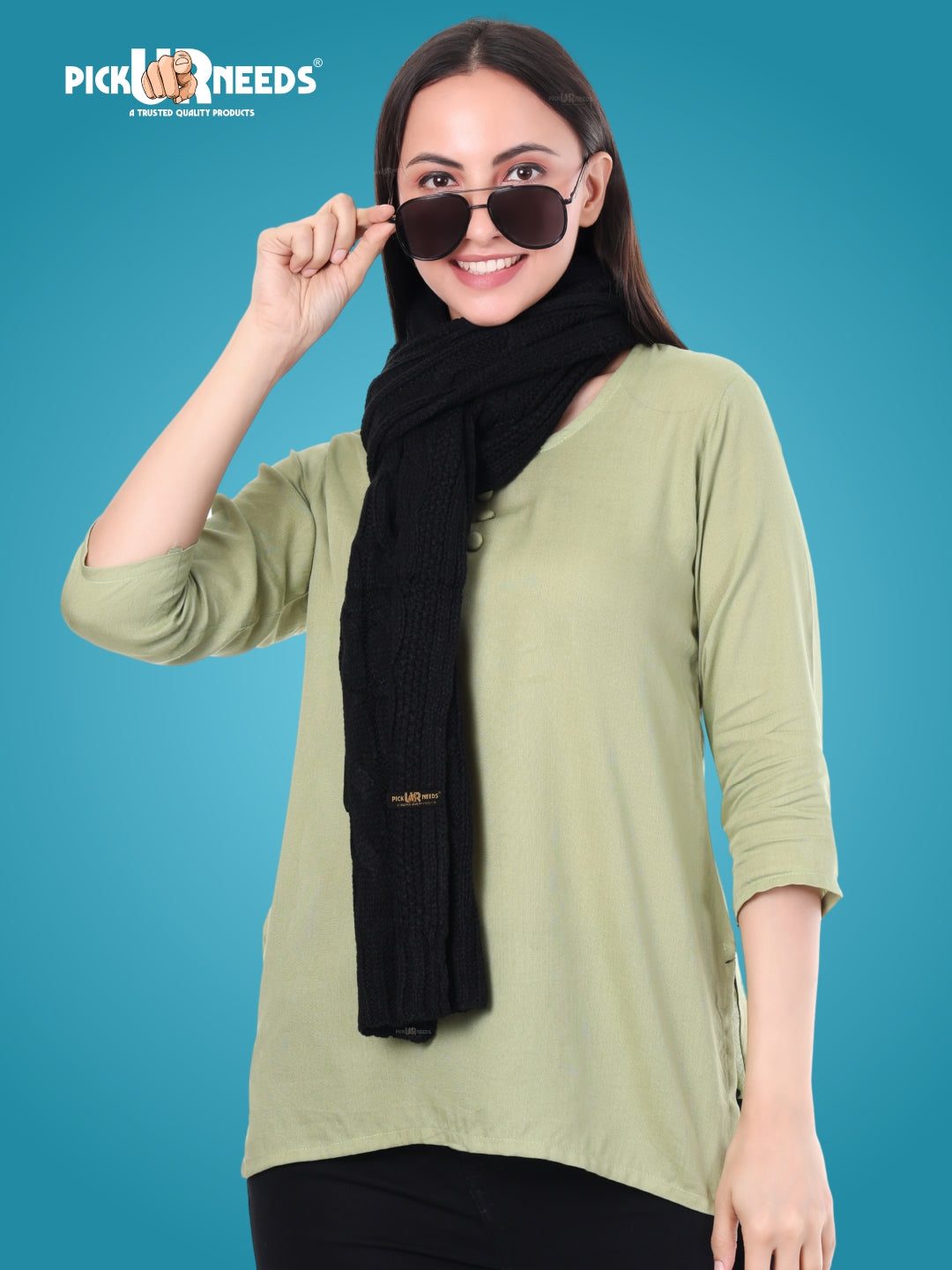 Pick Ur Needs Women’s Woolen Muffler Soft & Warm Knitted Scarf Winter Neck Wrap Premium Acrylic Wool Stylish Hand-Washable