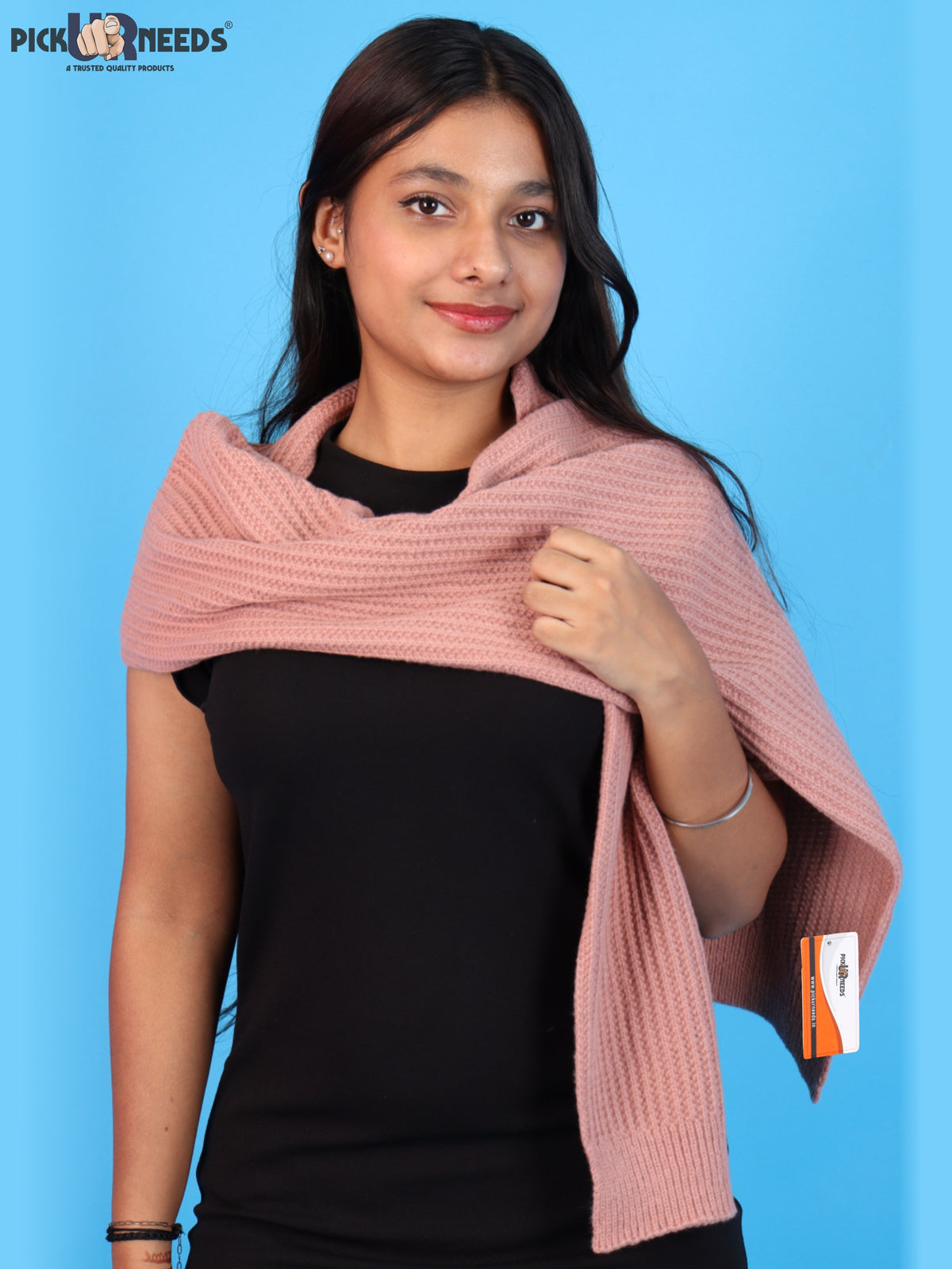 Pick Ur Needs Womens Stylish Knitted Muffler Scarf, Long Ribbed Knit Winter Neck Wrap, Soft Textured Cozy Scarf for Girls