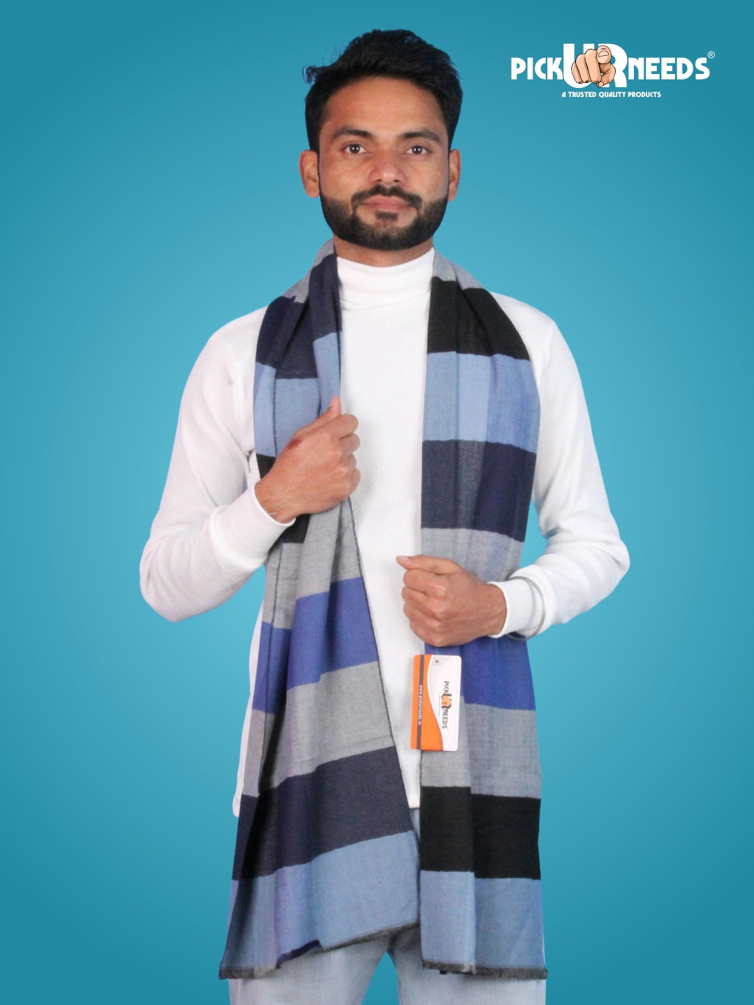 Pick Ur Needs Premium Winter Muffler for Men Soft Wool-Blend Checked Scarf Warm, Lightweight & Stylish Muffler for Office, Casual & Outdoor Wear
