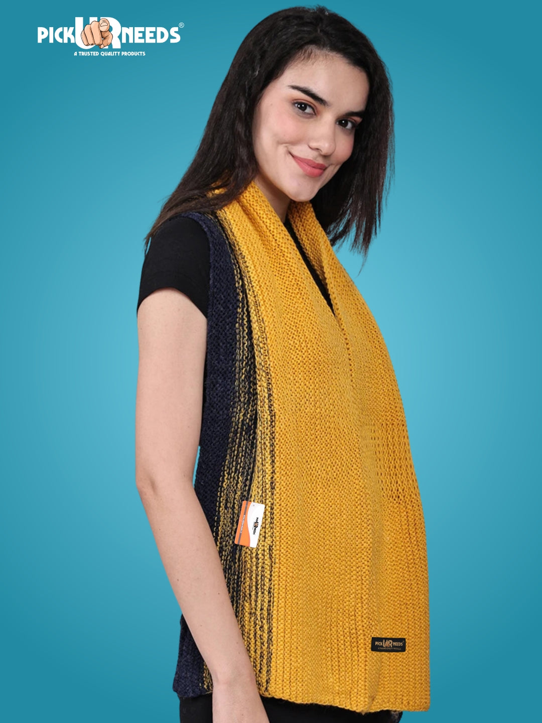 Pick Ur Needs Premium Knitted Winter Scarf for Women – Soft, Warm & Stylish Dual-Tone Muffler Stole