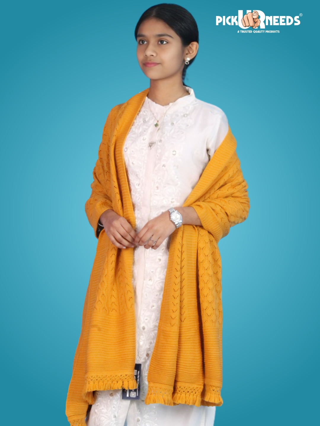 Pick Ur Needs Wool Self Design Women Shawl