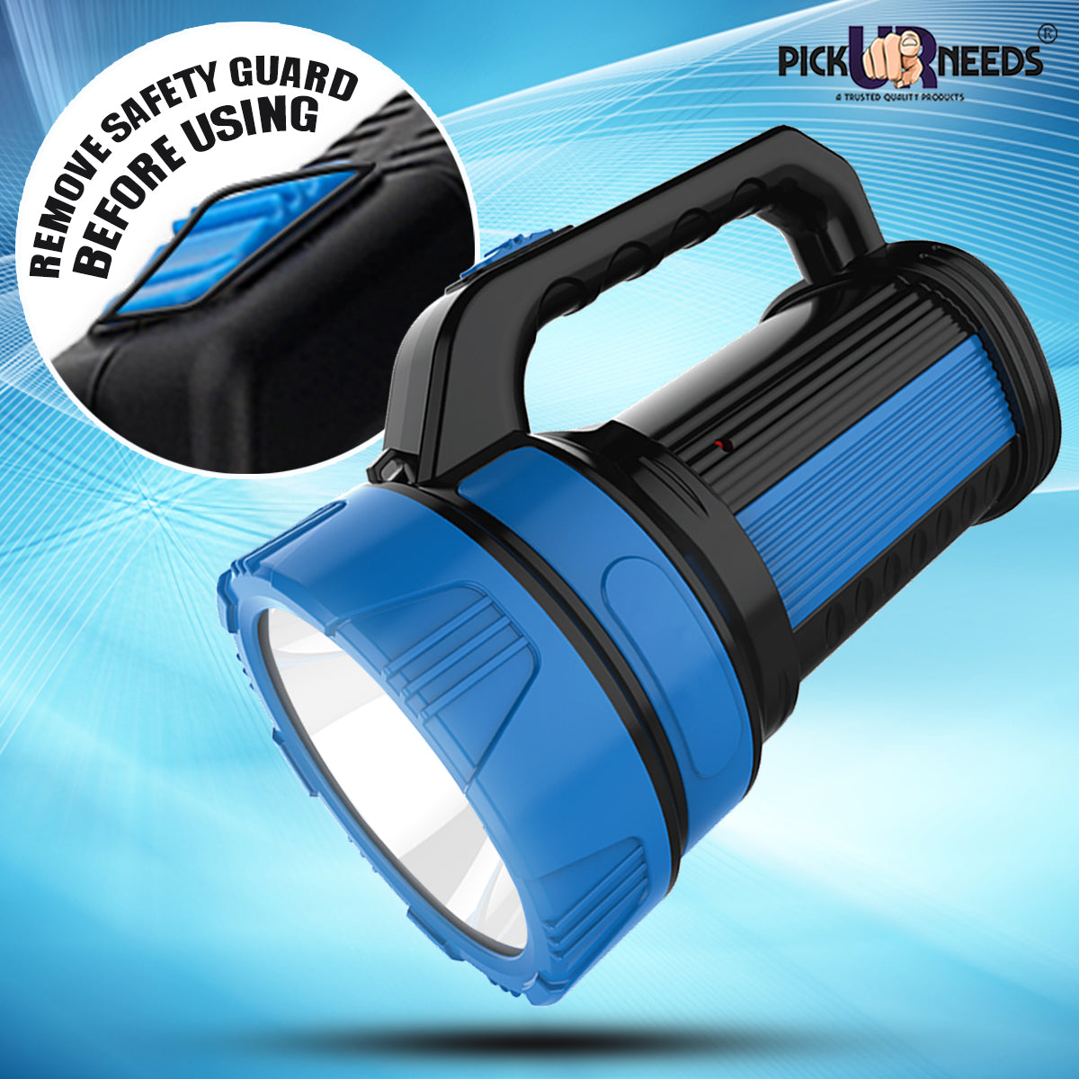 Pick Ur Needs Premium Quality 50 Watt Rechargeable Long Range Search Torch With 2 Side Emergency Tube Light
