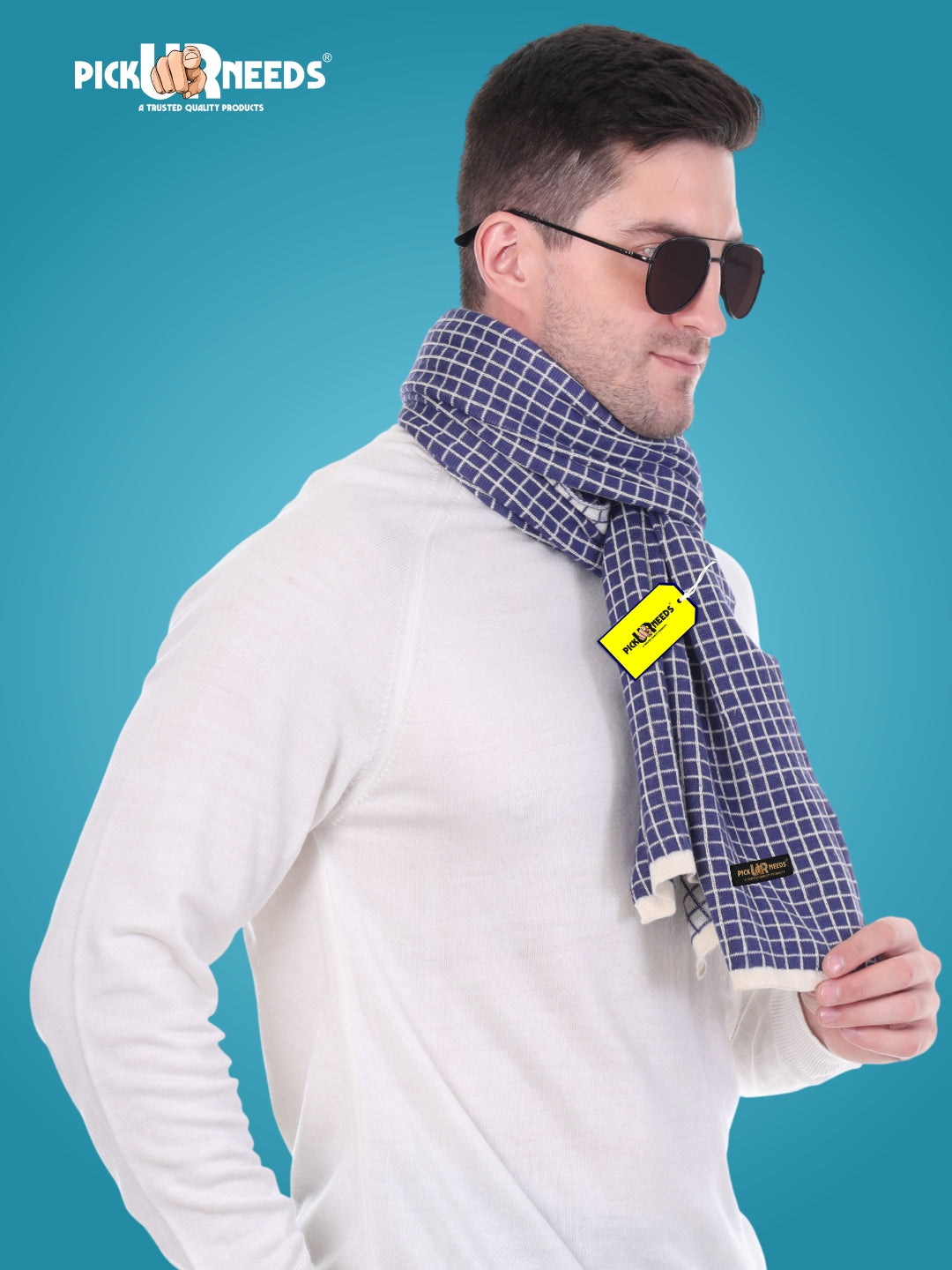 Pick Ur Needs Premium Checkered Winter Scarf, Muffler for Men – Soft, Warm, Breathable & Stylish