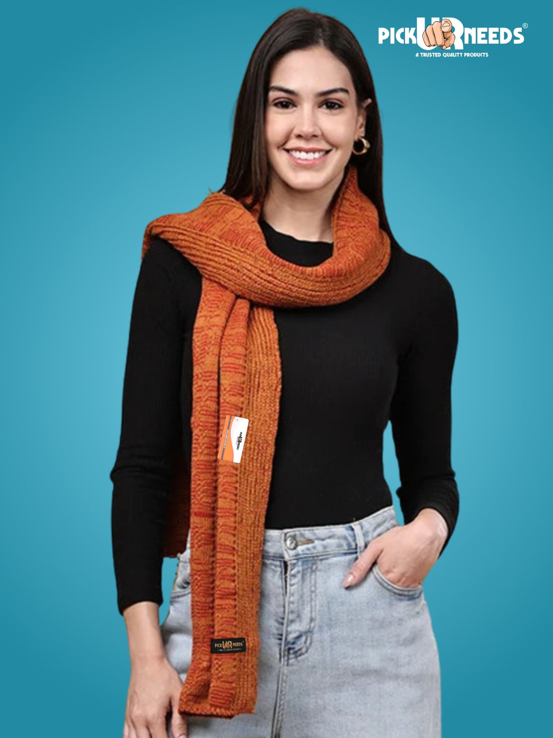 Pick Ur Needs Women’s Knitted Winter Scarf – Soft, Warm & Stylish Casual Long Muffler Stole for Girls