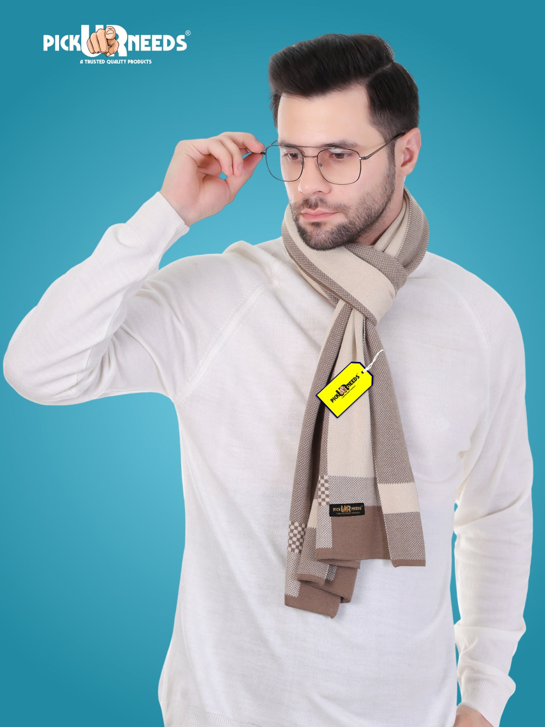Pick Ur Needs Men’s Premium Winter Wool Muffler – Soft & Warm Knitted Scarf for Casual, Office & Travel Stylish Stripe Design