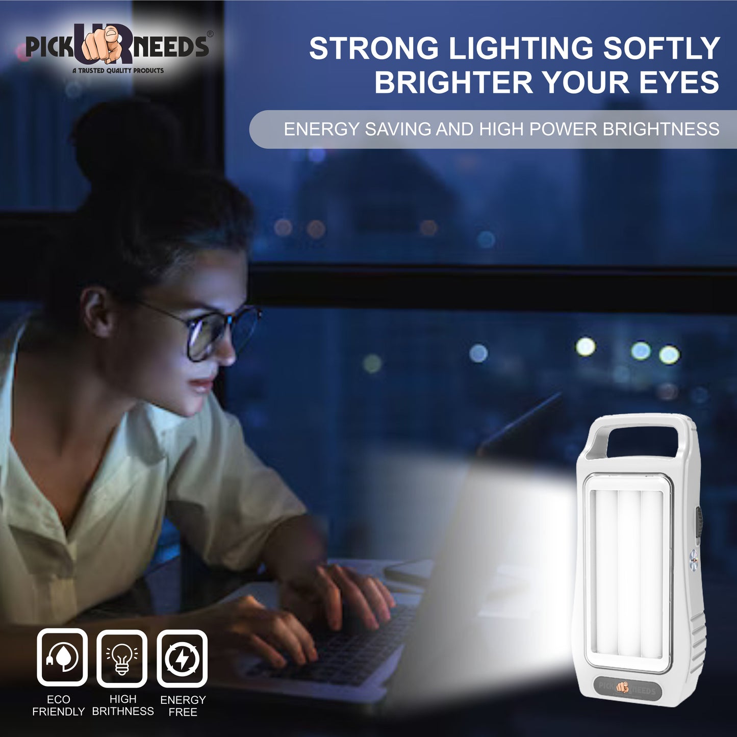 Pick Ur Needs Rechargeable Home Emergency Lantern With 3 Bright Tube Light Long Battery Backup 5 hrs Torch Emergency Light