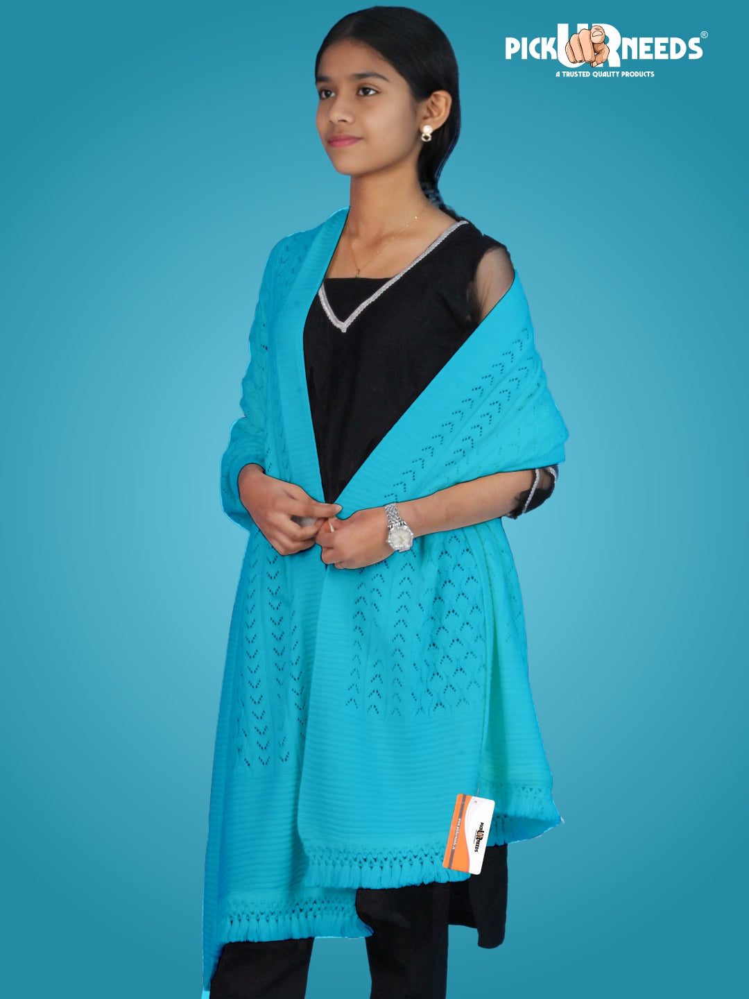 Pick Ur Needs Wool Self Design Women Shawl