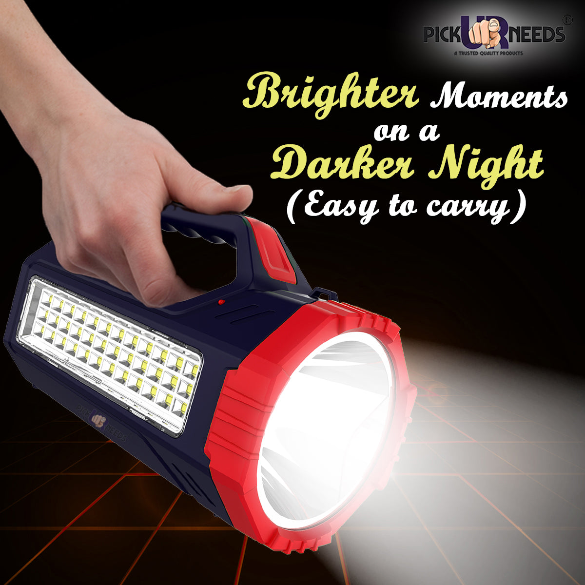 Pick Ur Needs Rechargeable Bright Led Torch Light Laser Long Range High Power Search Light Kisan Rechargeable with 36 Led Side Emergency Lights