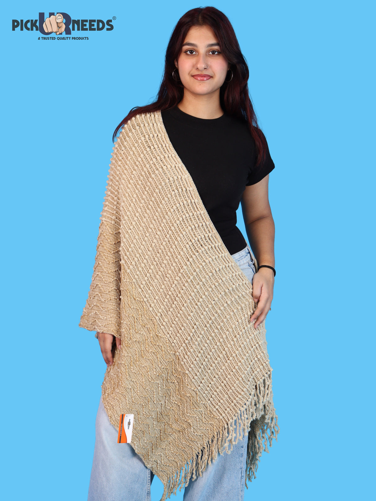 Pick Ur Needs Winter Premium Muffler for Women Soft Textured Woven with Elegant Fringe Detailing Warm For Girls