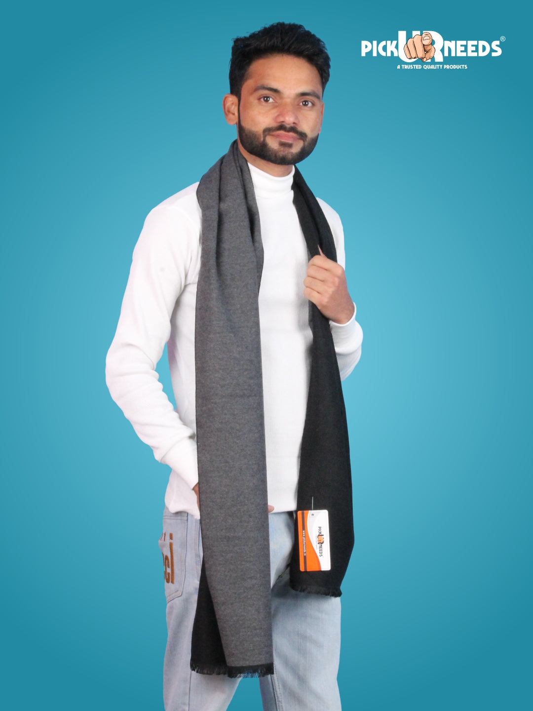 Pick Ur Needs Reversible Winter Muffler for Men Dual-Color Soft Woolen Scarf Warm, Stylish & Lightweight Muffler for Casual, Office & Outdoor Wear