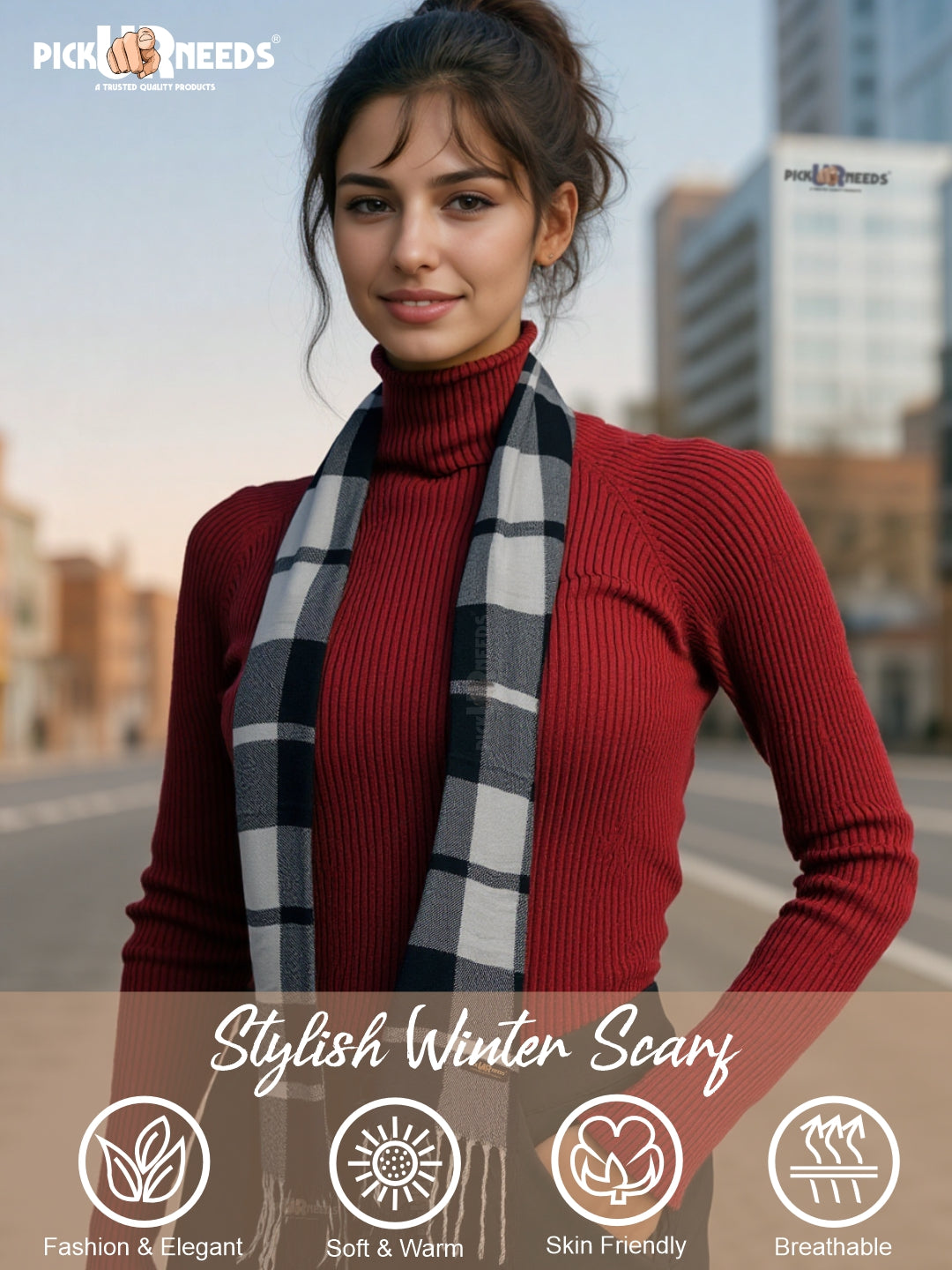 Pick Ur Needs Pure Cashmere Women’s Winter Stylish Muffler Warm, Soft and Trendy Scarves for Cold Weather