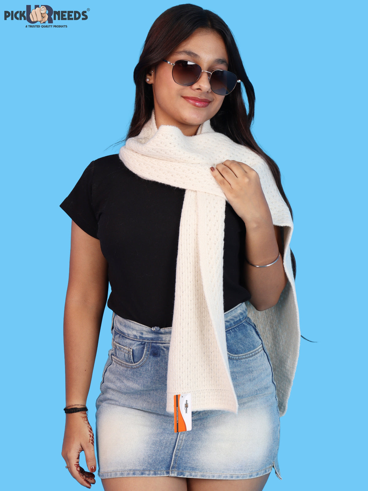 Pick Ur Needs Womens Soft Muffler Scarf, Lightweight Knitted Winter Stole, Warm & Cozy Long Neck Wrap for Women & Girls